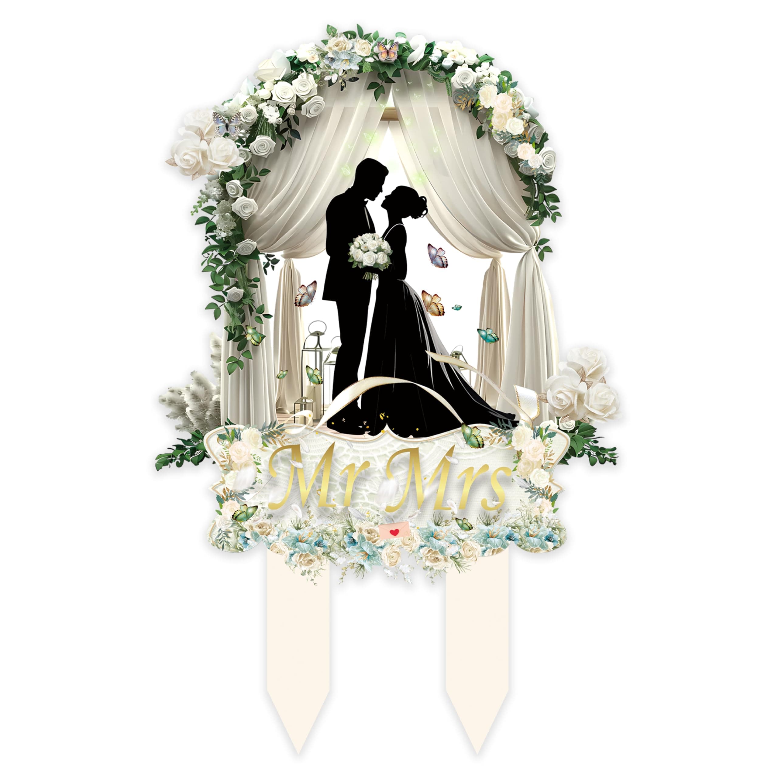 Mr and Mrs Wedding Cake Toppers - Bride and Groom Just Married Bridal Shower Wedding Toppers for Cake