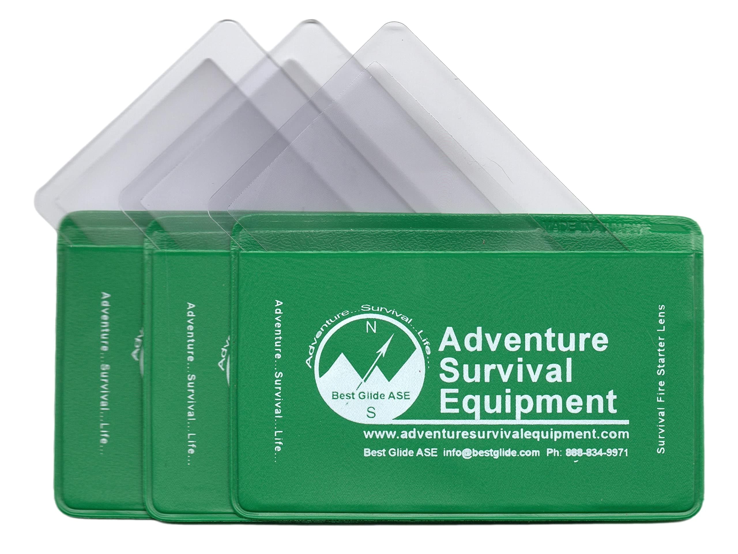 3-Pack Credit Card Size Pocket Fresnel Lens - Magnifier Lenses for Fire Starting