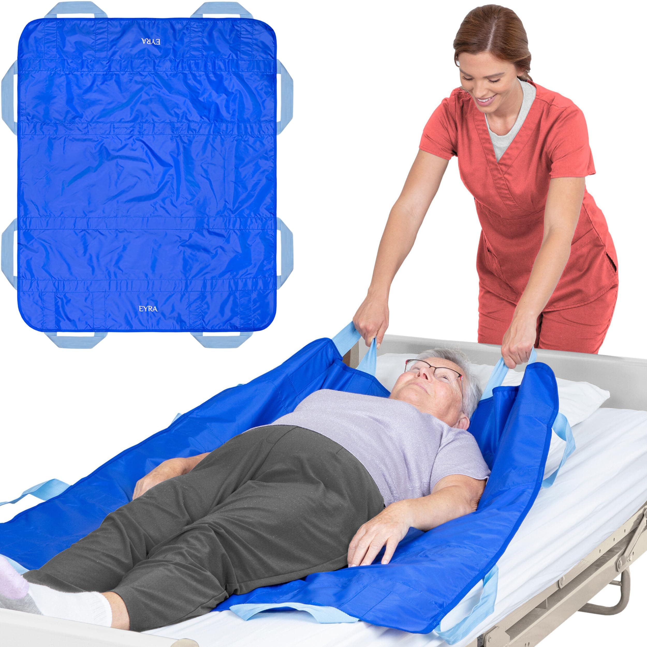 EYRA Positioning Bed Pads for Elderly with Reinforced Handles 48x40, Slide Sheets for Moving Patients, Transfer Sheet for Patient Turning, Lifting & Transfers