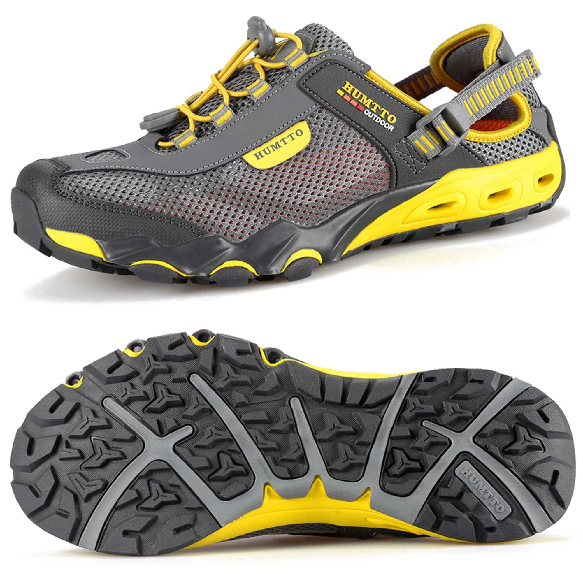 HUMTTO Men's Amphibious Water Shoes - Outdoor Hiking Sandals for Men Summer Non-Slip Quick Drying Water Sandals River Shoes, Grey, 9-9.5