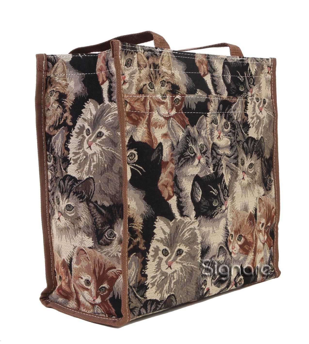 Signare Tapestry Shoulder Bag Reusable Shopping Tote for Women with Cat Design (SHOP-CAT)
