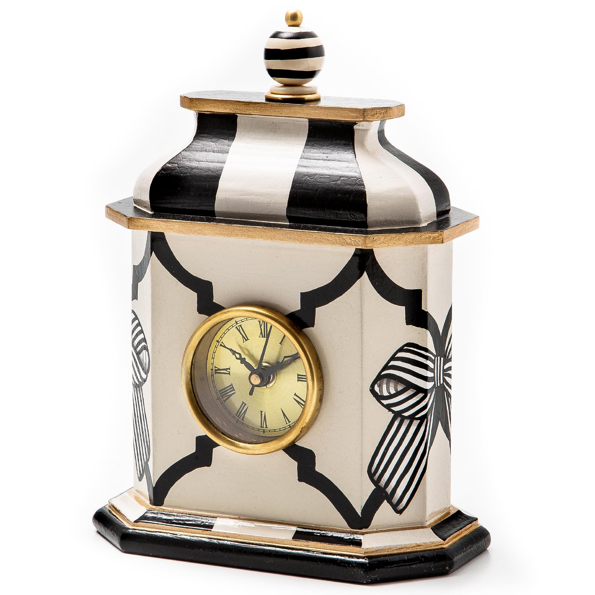 Desk Clock, Decorative Wood Clock for Kitchen and Living Room, Pretty as a Bow