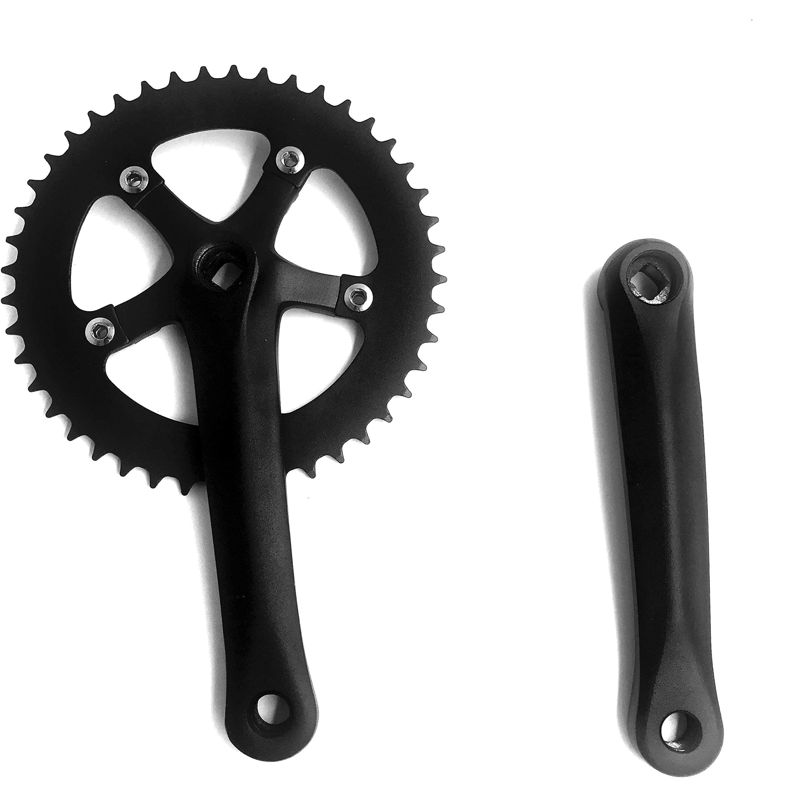 DONSP1986 Single Speed Crankset 44T 170mm Crankarms 110 BCD Crankset for Mountain Road Bike Fixed Gear Bicycle(Square Taper, Black) (44T Sprocket)