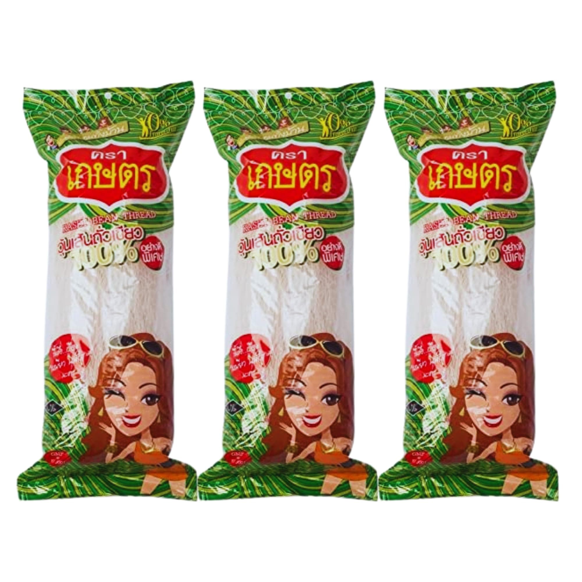 Kaset Brand Thai Bean Thread Glass Noodles - 4.2 Oz (3 Sachets)