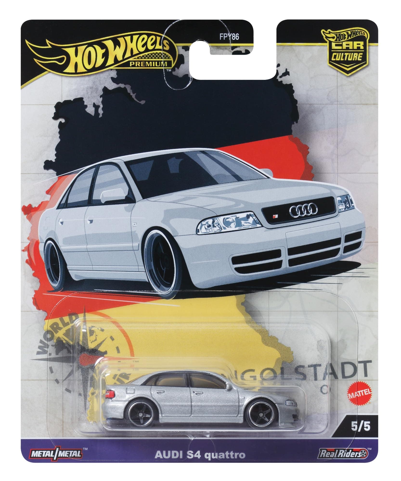 Hot Wheels Premium Audi S4 Quattro, Car Culture Circuit Legends Vehicles for Kids 3 Years Old & Up and Adult fans and Collectors, Premium Collection of Car Culture 1:64 Scale Vehicles, HRV81