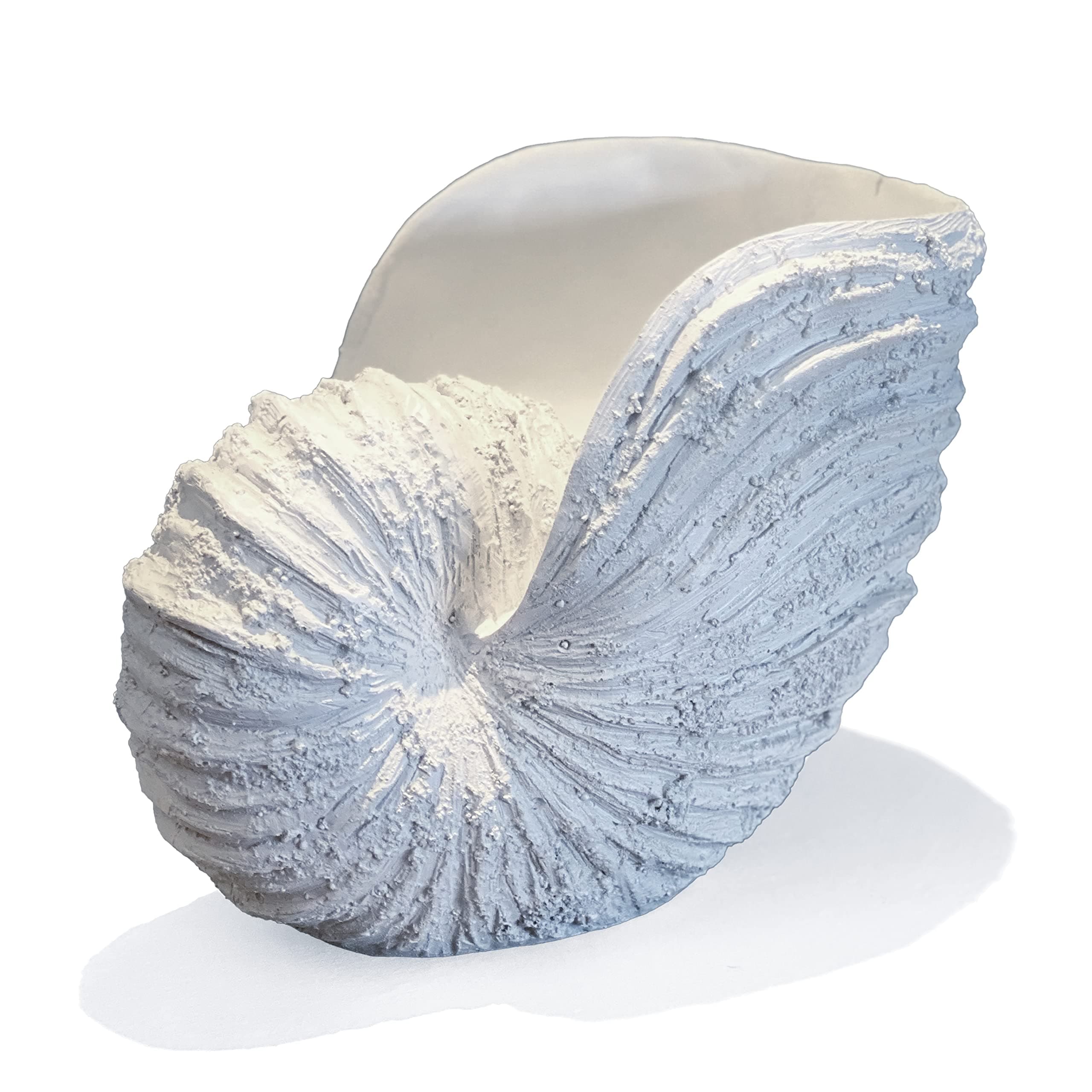 Nautilus Shell Sculpture - Replica Beach Themed Ocean Decor for Home - Rustic White Resin 10¼" x 6" x 8" Crafted Coastal Seashell Shelf Decor Gift-Boxed