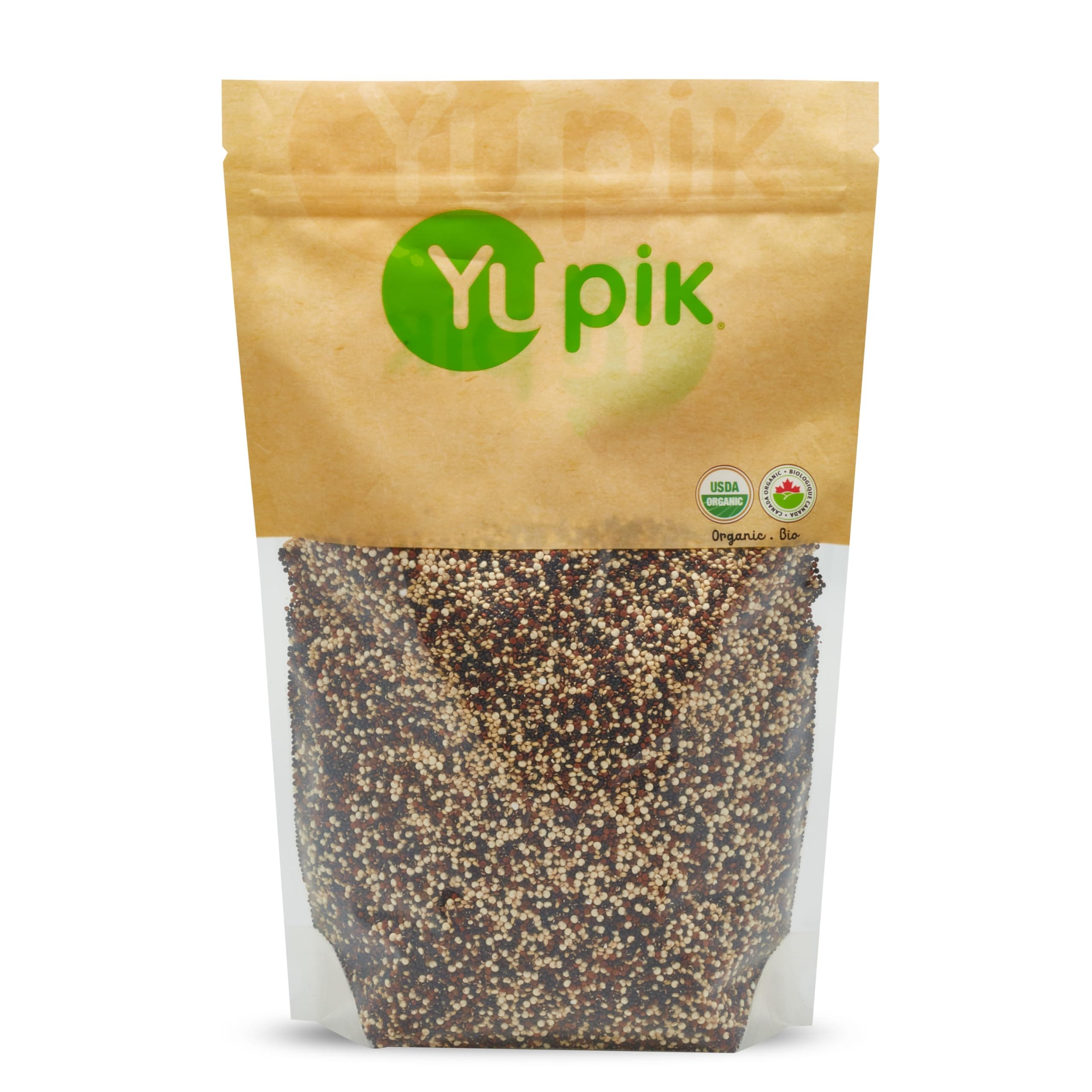 Yupik Organic Tri-Color Quinoa, 2.2 lb (35.2 oz), Non-GMO, Gluten-Free, Kosher, Raw Seeds, White, Red & Black Quinoa, Unsalted, Oil-Free, Source of Fiber & Iron, Ideal Rice & Pasta Replacement