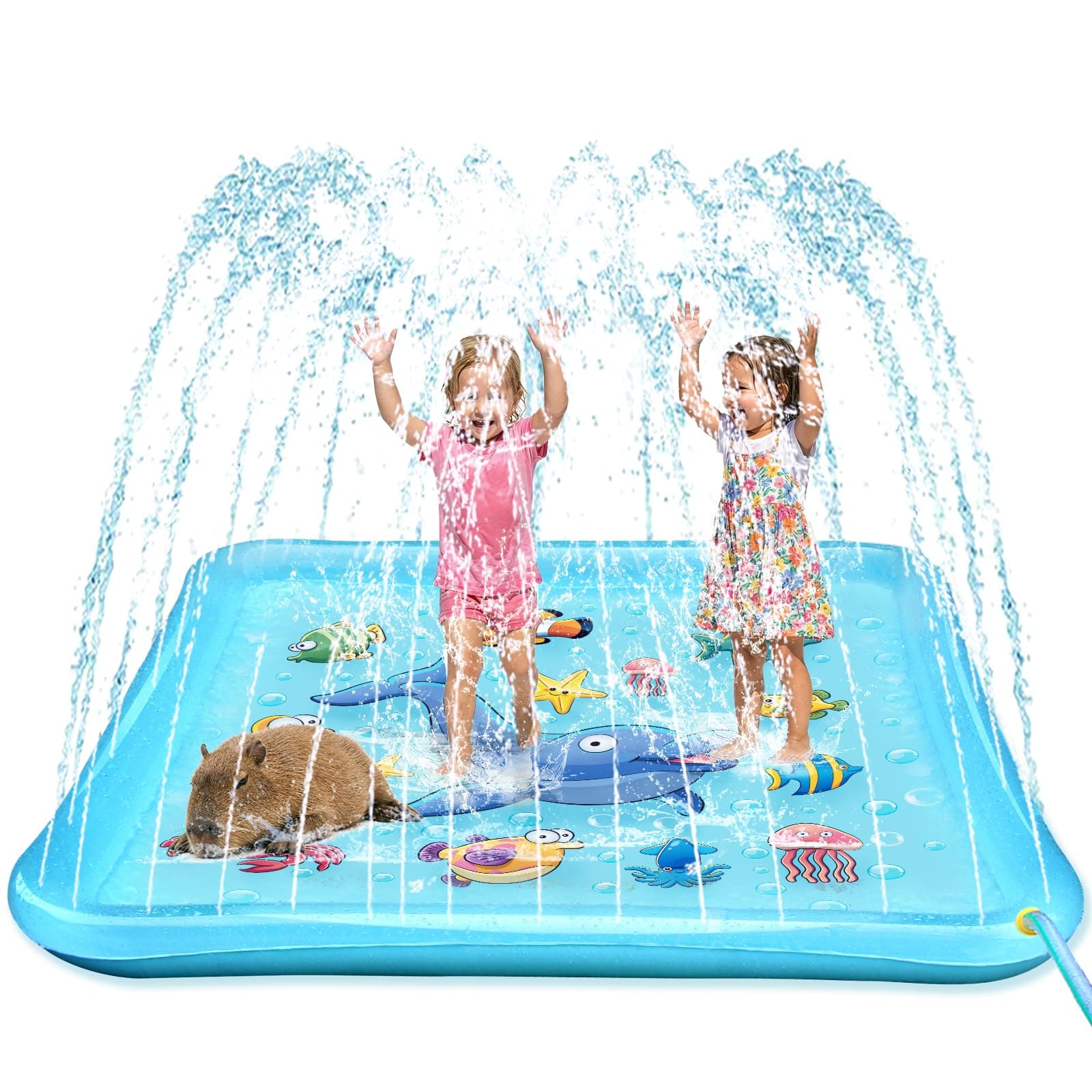 Growsland Splash Pad for Toddlers, Outdoor Sprinkler for Kids, 67" Summer Water Toys Inflatable Wading Baby Pool Fun Gifts for 3 4 5 6 7 8 9 Years Old Boy Girl Backyard Garden Lawn Outdoor Games