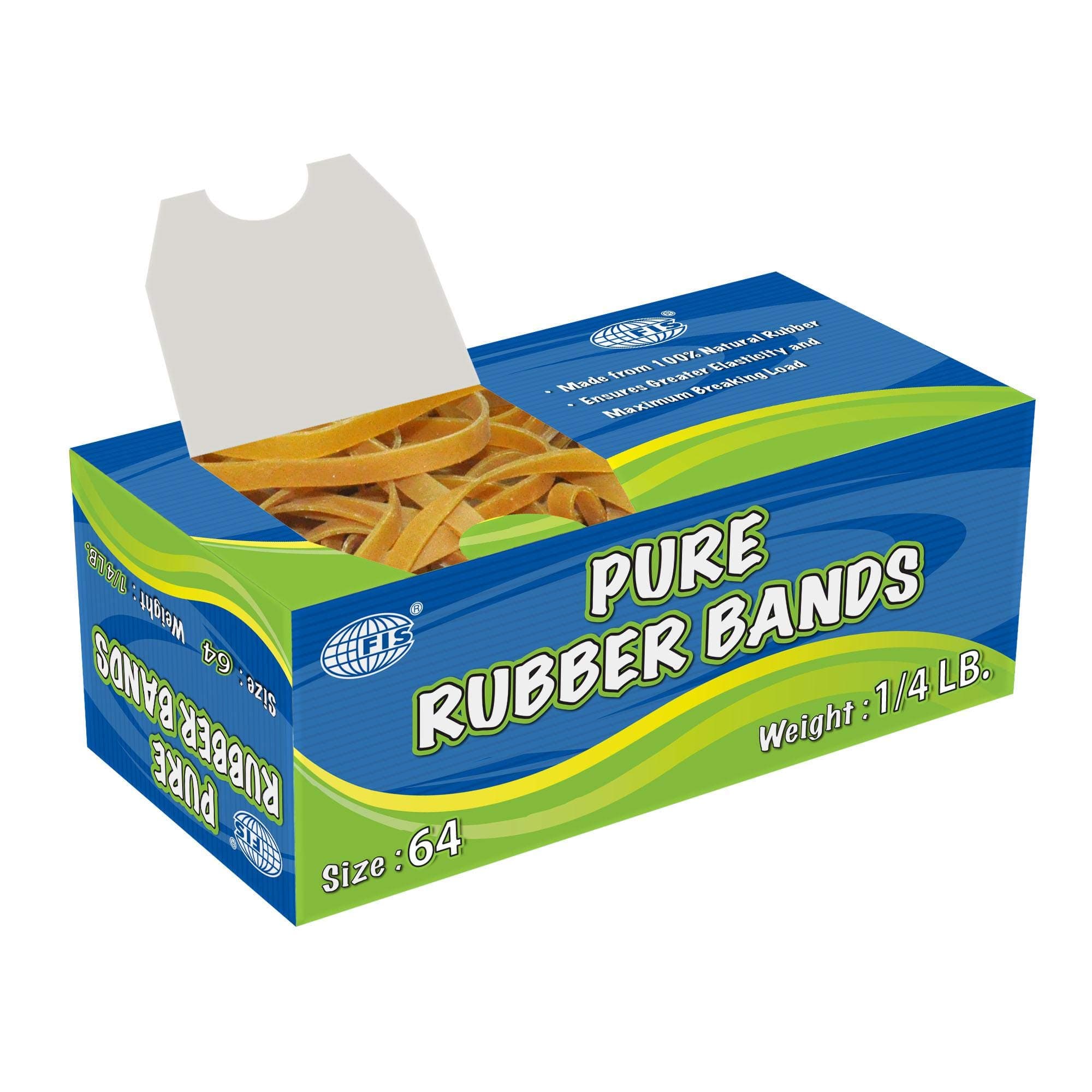 FIS Pure Rubber Bands 64 Size, 1/4 LB - FSRB64