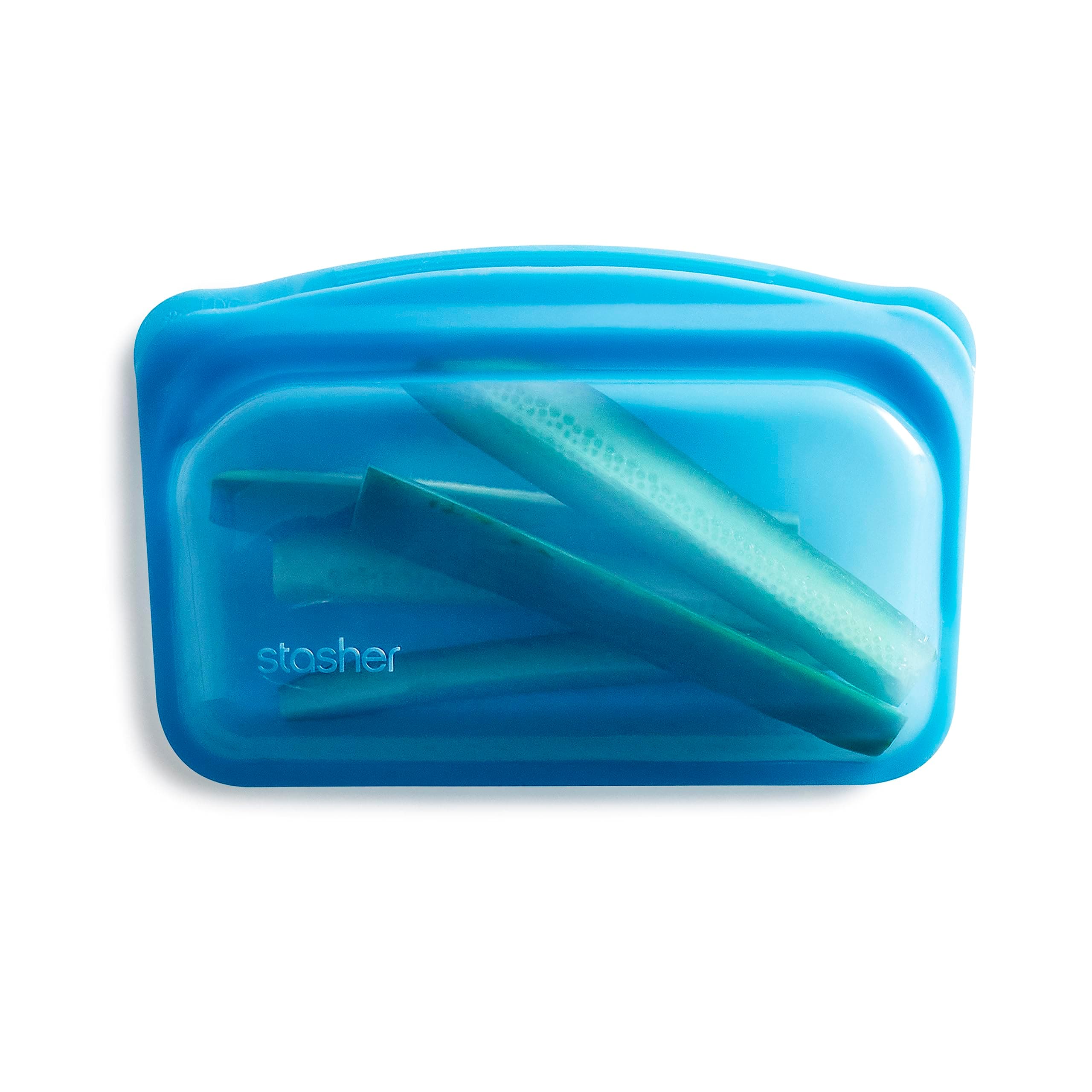 StasherSnack Bag (Blueberry) | Reusable Freezer Bags For Travel and Food Storage, Silicone Zip Loc Bag | 21cm x 14cm x 1.3cm / 290ml