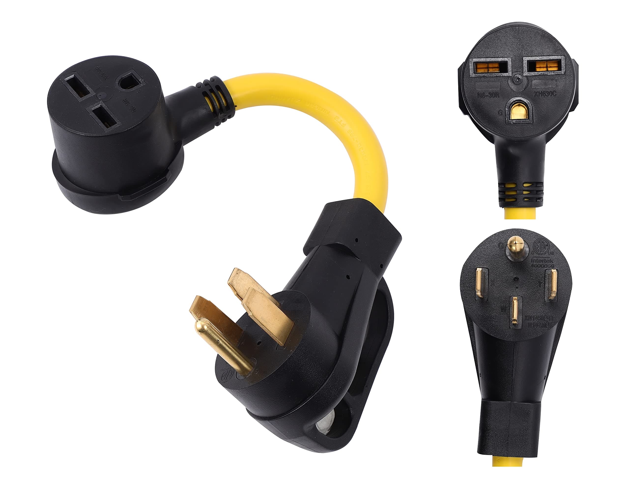 ONETAK NEMA 14-50P to 6-30R ETL Listed 240V 50 Amp 4 Prong Male Plug to 30 Amp 3 Prong Female Outlet Receptacle Generator Dryer Welder Welding Dryer Power Cord Adapter