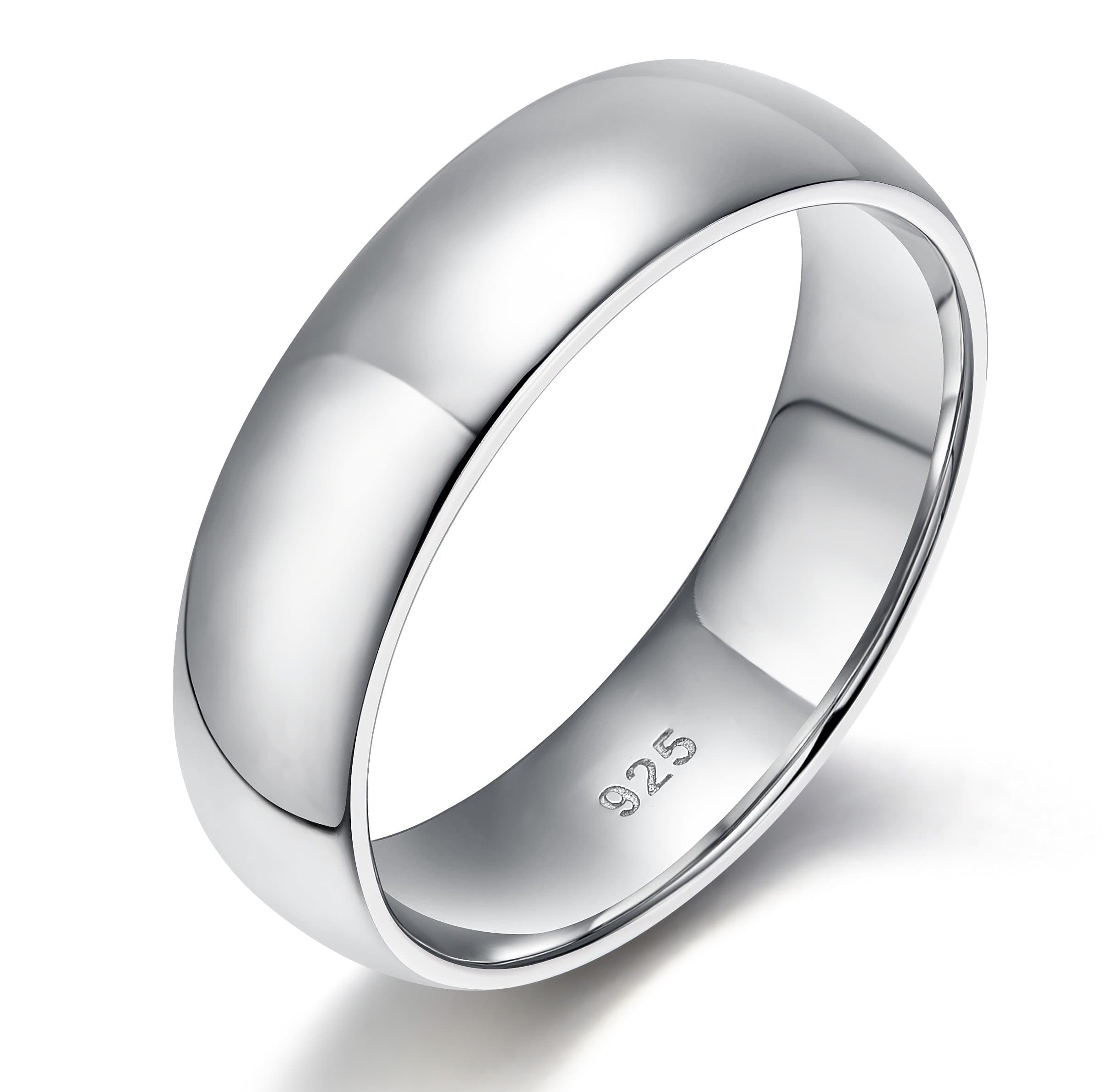 2mm 4mm 6mm 925 Sterling Silver Ring High Polish Plain Dome Wedding Band Comfort Fit Size 3-13