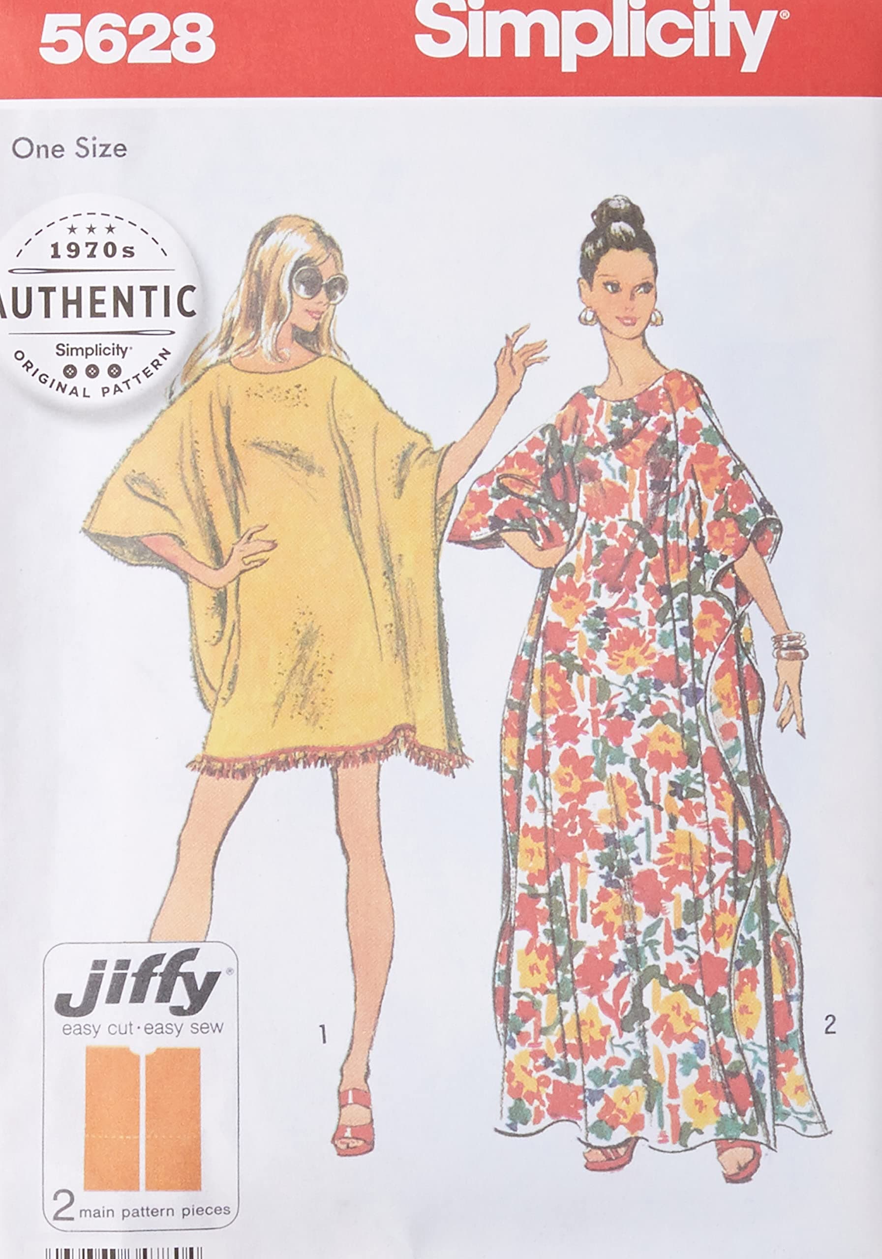 UV5628OS 1970's Vintage Fashion Women's Caftan Sewing Pattern Kit, Code 5628, Sizes 8-40