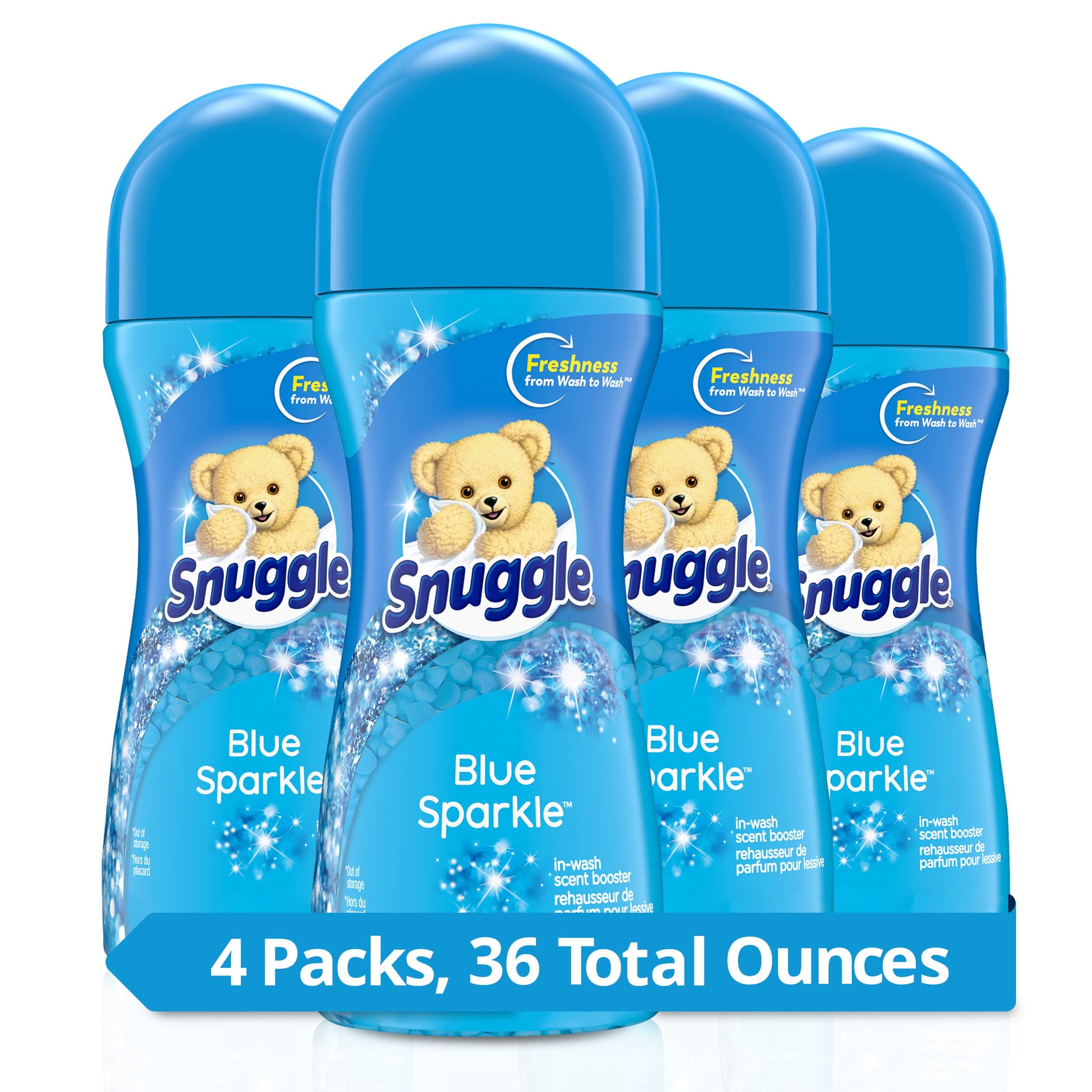Snuggle Scent Shakes In-Wash Scent Booster Beads, Blue Sparkle, 9 Ounces, Pack of 4