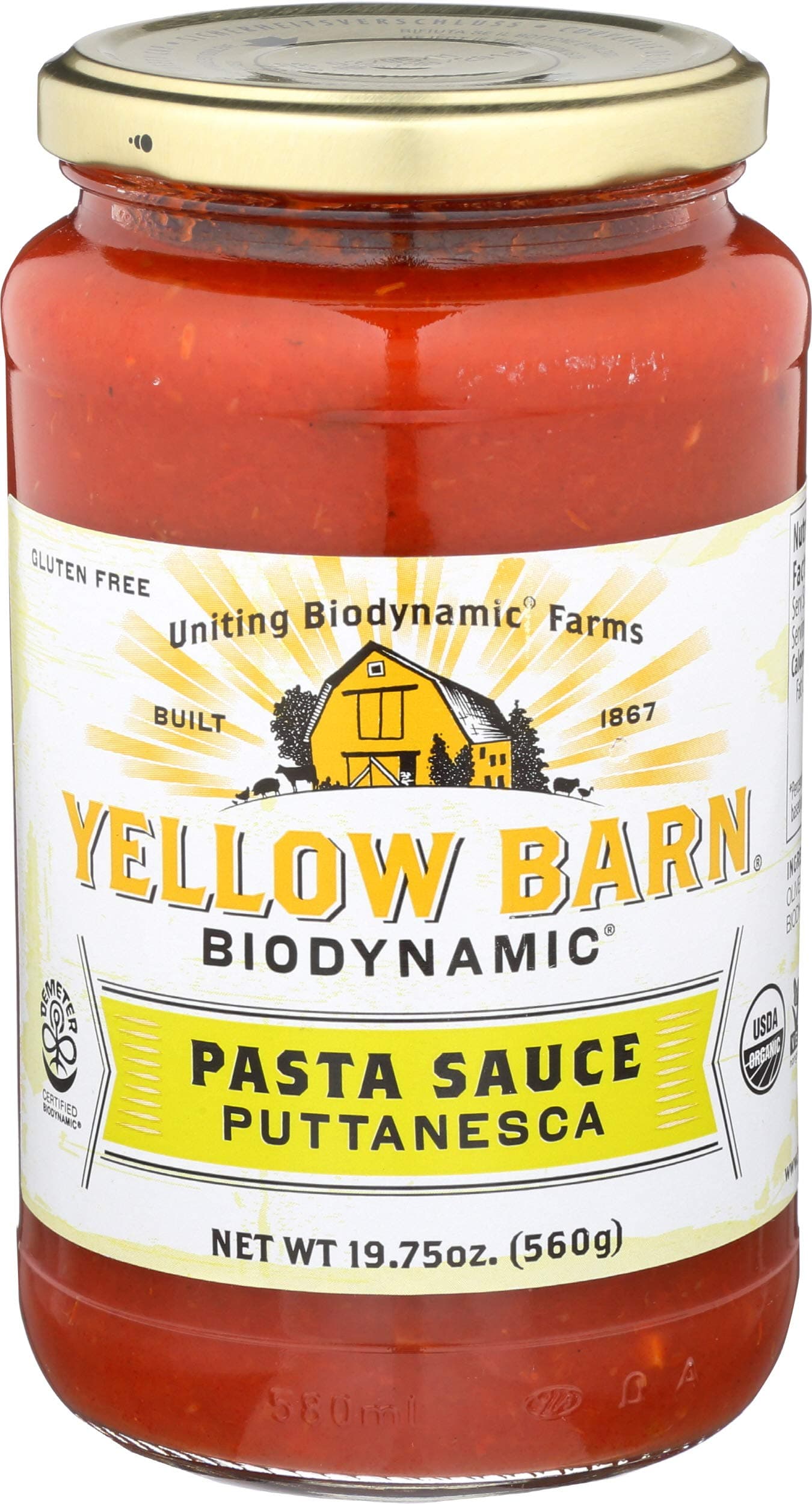 Yellow Barn Biodynamic Pasta Sauce, Puttanesca, 19.75 Ounce
