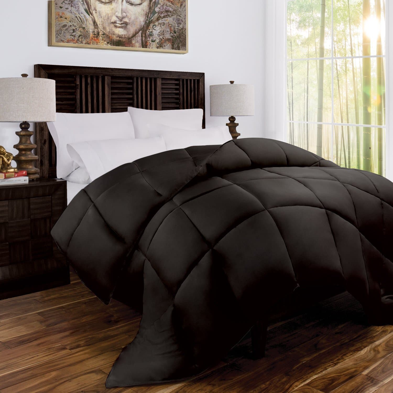 Mandarin Home Luxury 100% Rayon Derived From Bamboo Comforter with Goose Down Alternative Fill - All Season Hotel Quality Eco-Friendly Hypoallergenic Comforter - King/Cal King - Brown/Chocolate