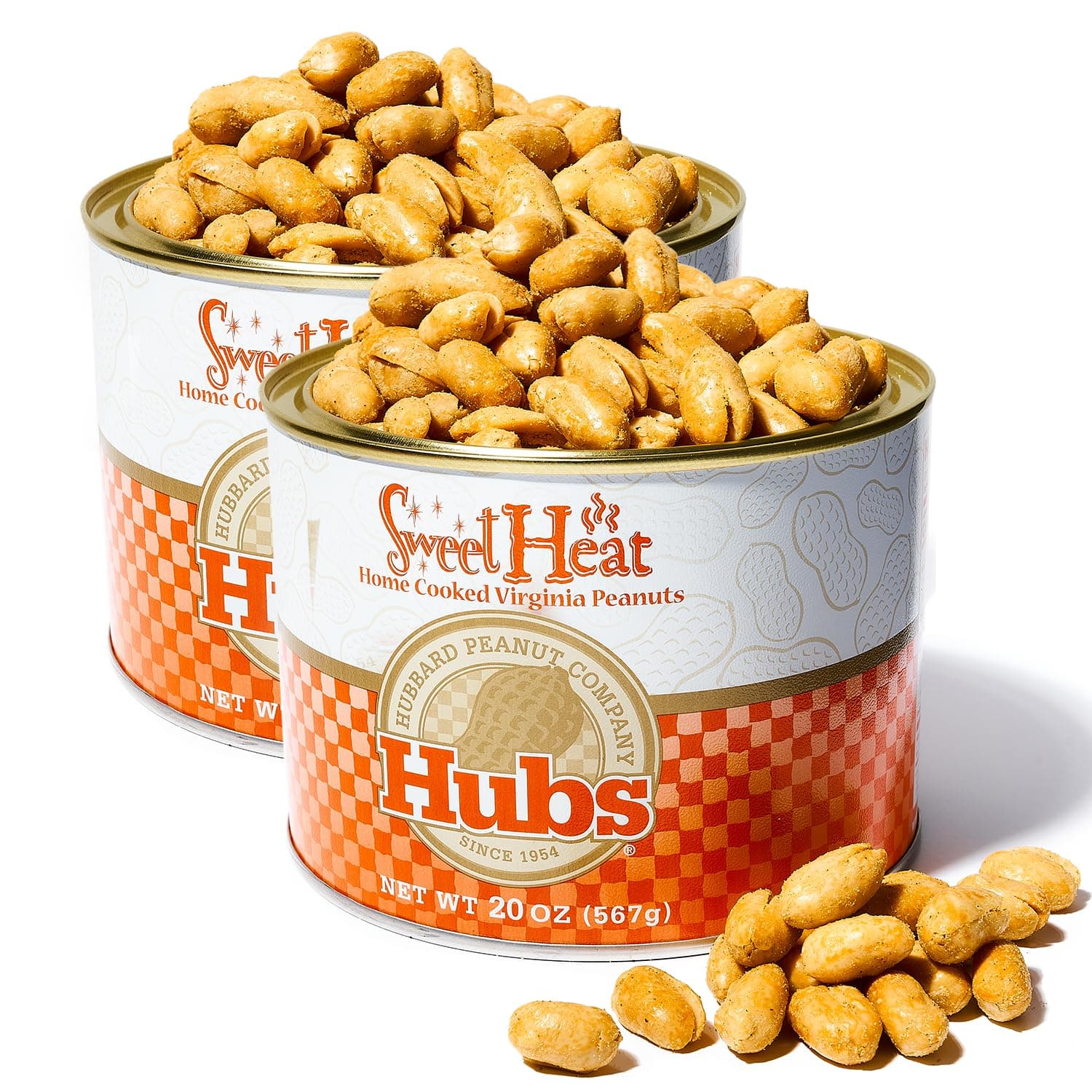 Peanuts Sweet Heat Seasoned Peanuts - Healthy Snacks Premium Flavored Virginia Peanut - Spicy Sweet Chili Pepper - Vacuum-Sealed Tin - 2 Packs of 20 oz Cans