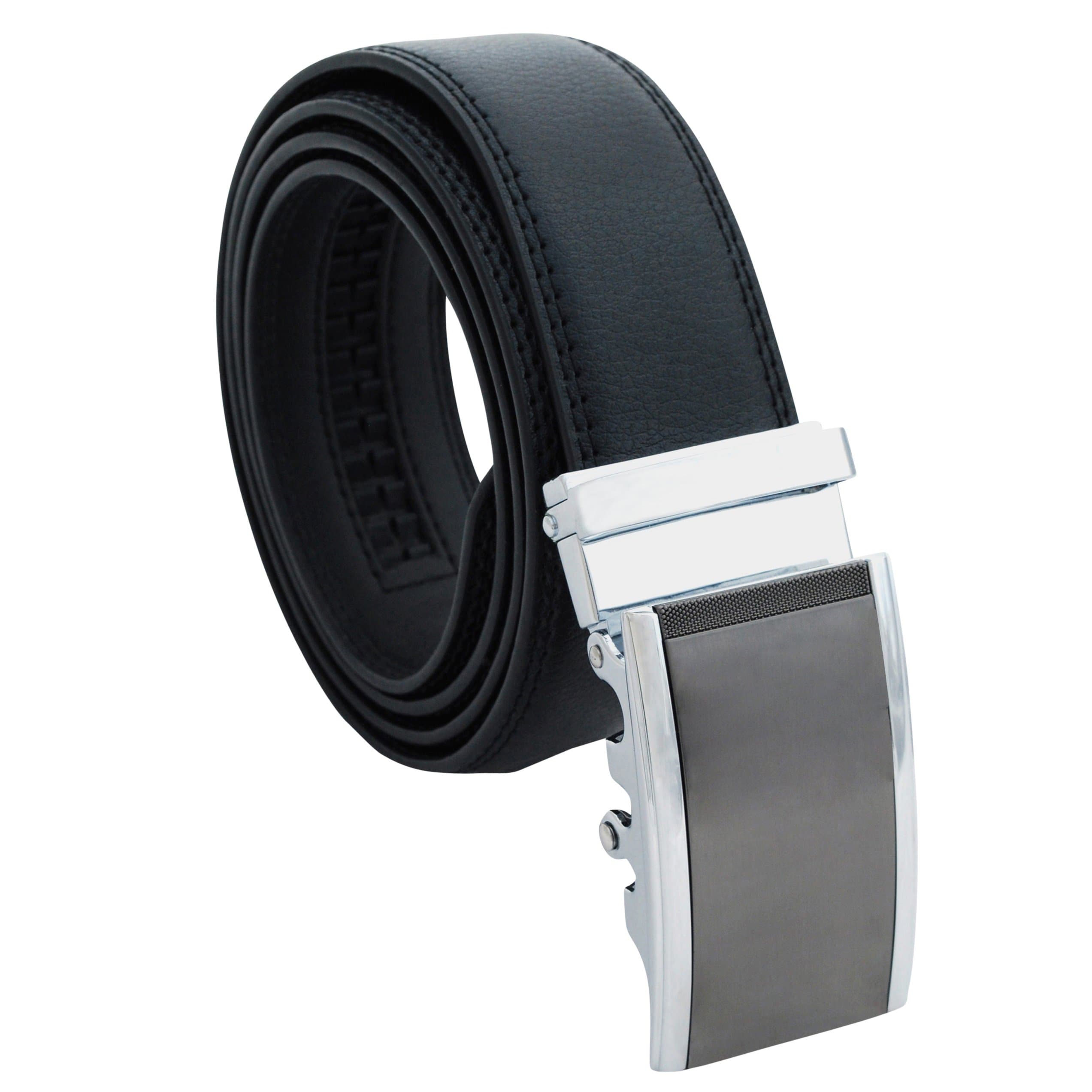 dBurg Products Men's One Size Adjustable Ratchet Belt (One-size, black leather silver buckle)