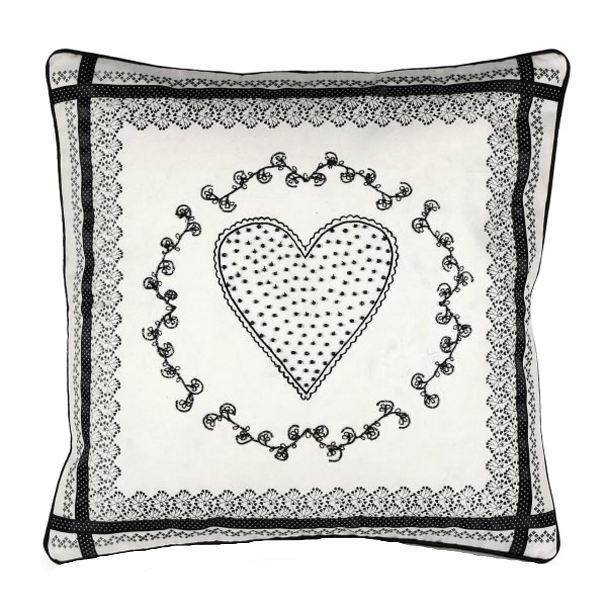 Mimex Miss Blackbirdy 18 by 18-Inch Heart Pillow Cover, Large