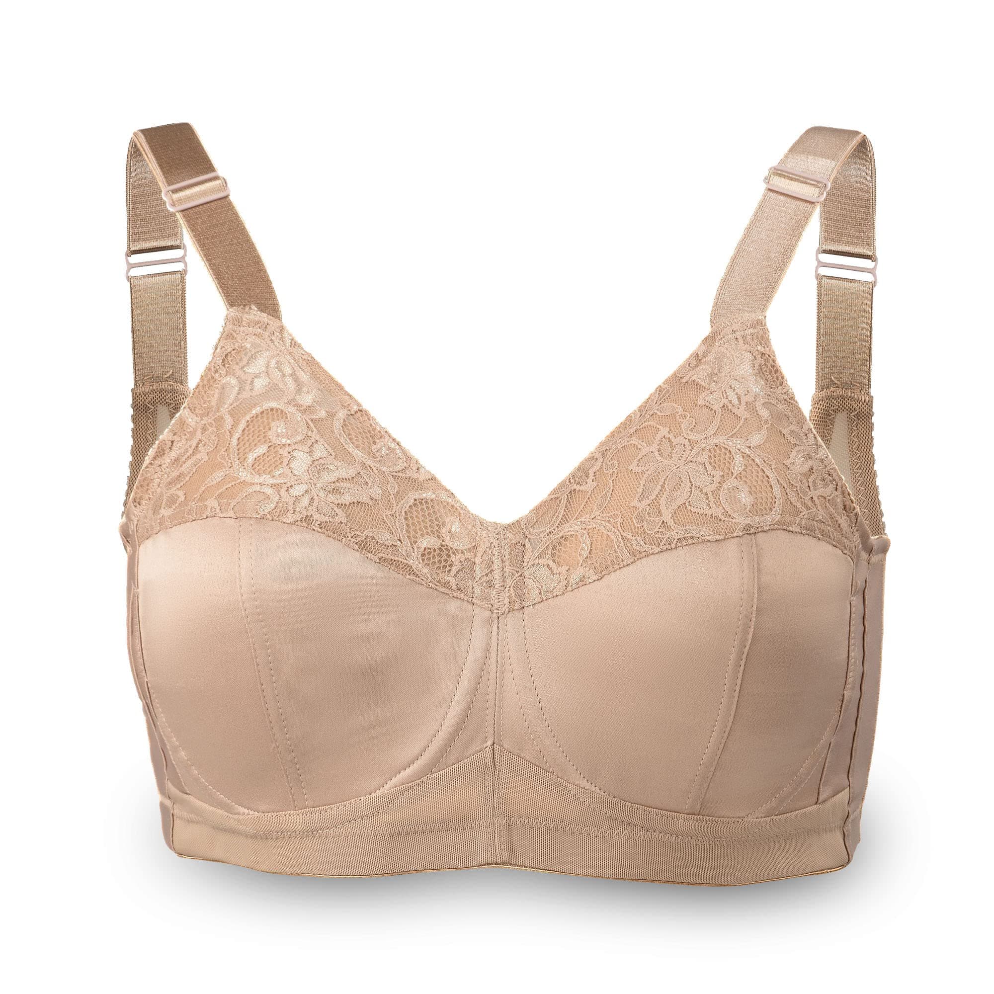 Kaye Larcky - 4002 Mighty Minimizer Bra, Lace Bra for Daily Wear, Figure-Hugging Padded Bra for Smaller Appearance, Minimizer Full Coverage Bra