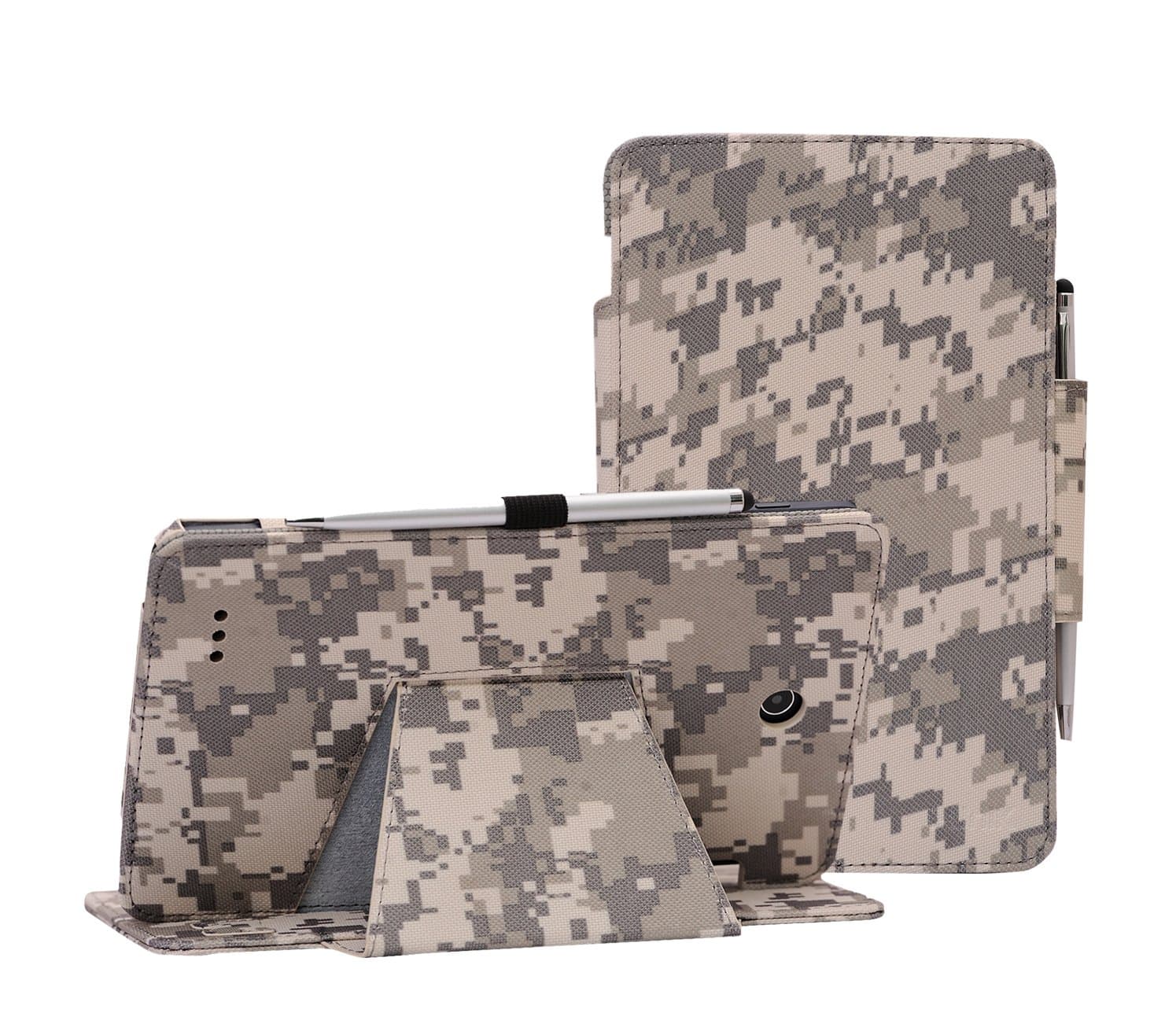 i-UniK Alcatel A30 Tablet Case 2017 T-Mobile Model #9024W LTE Slim Folio 8" Tablet Cover [Bonus Stylus] (ACU CAMO)