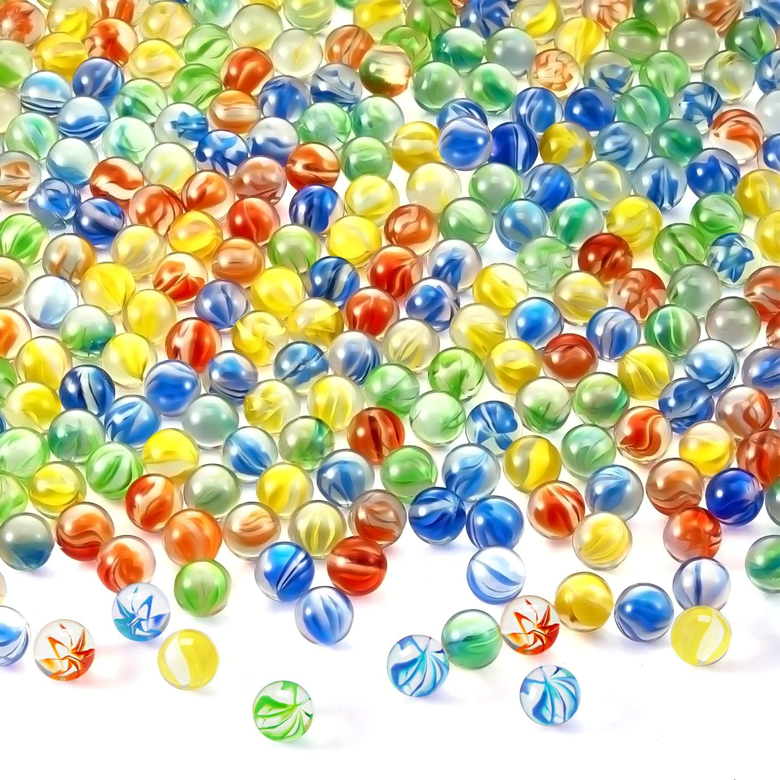 Lewtemi 1500 Pcs Marbles Bulk Cats Eyes Glass Marbles Color Mixing 0.55'' Solid Round Glass Marble for Kids Slingshot DIY Home Decoration Chinese Checkers Game for Crafting Party Favor(Classic Color)