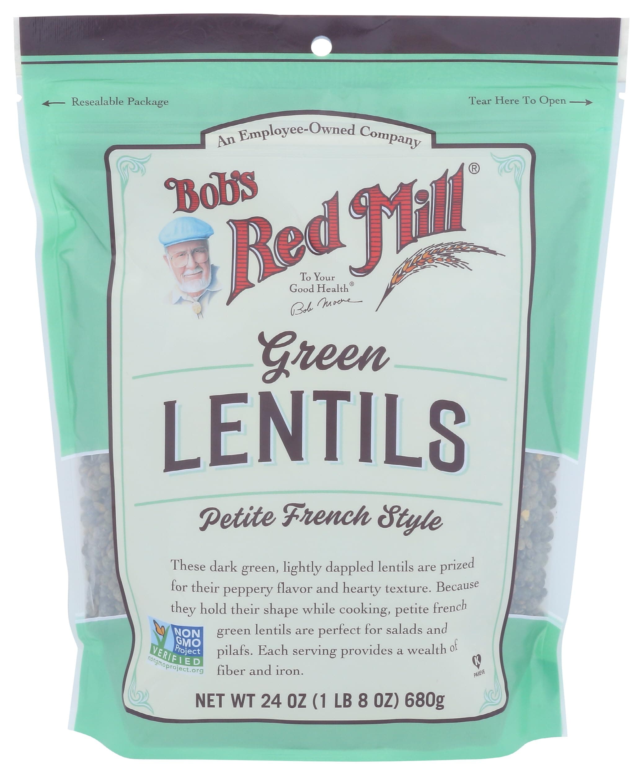Bob's Red Mill, Green Lentils, Petite French Style, 1 lb 8 oz (680 g)
