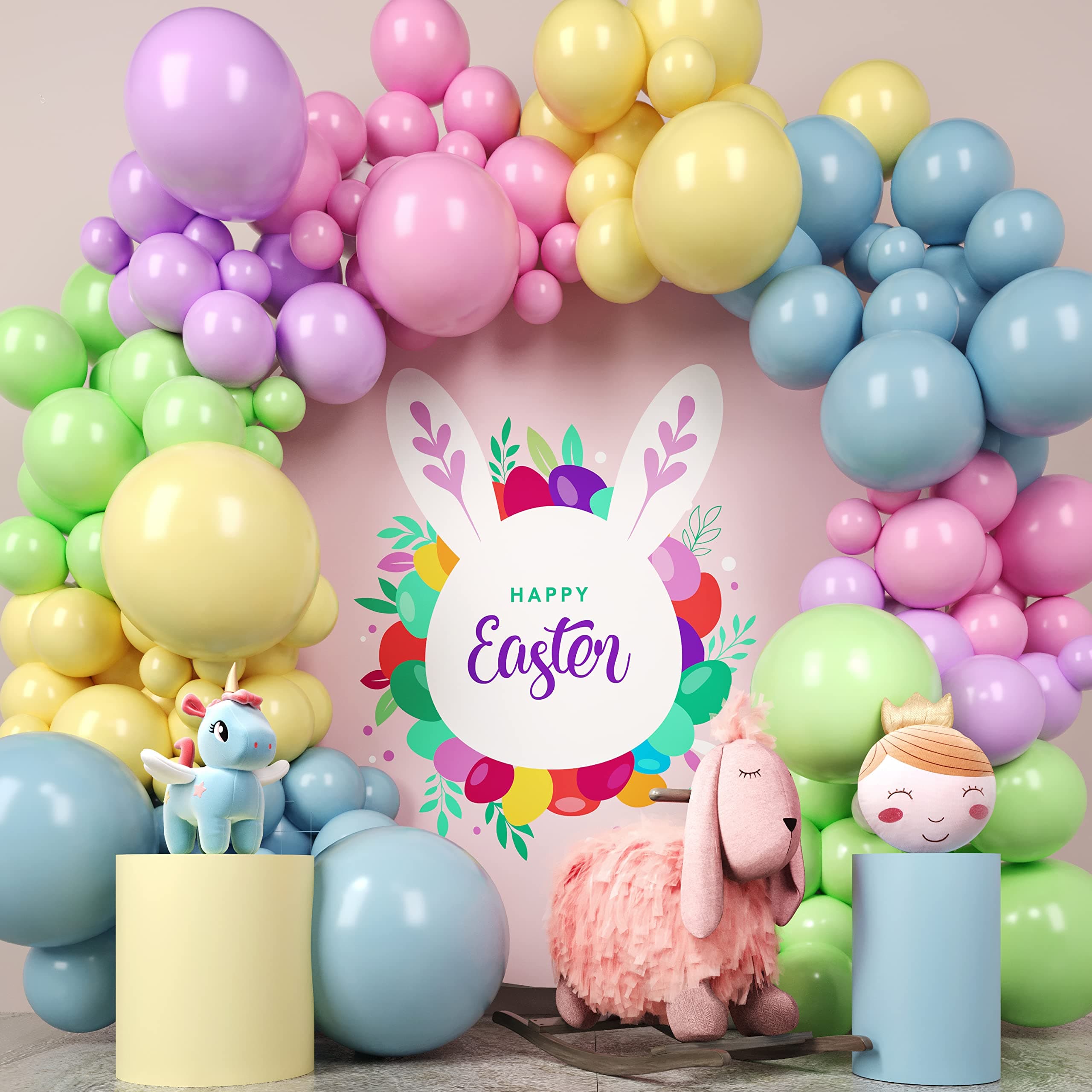 Easter Pastel Balloon Garland Kit Large Unicorn Arch 16Ft Oh Baby Shower Decorations Gender Reveal Decor Wedding Anniversary Party Supplies Rainbow Candy Girl Birthday DIY Easter Color Backdrop Theme