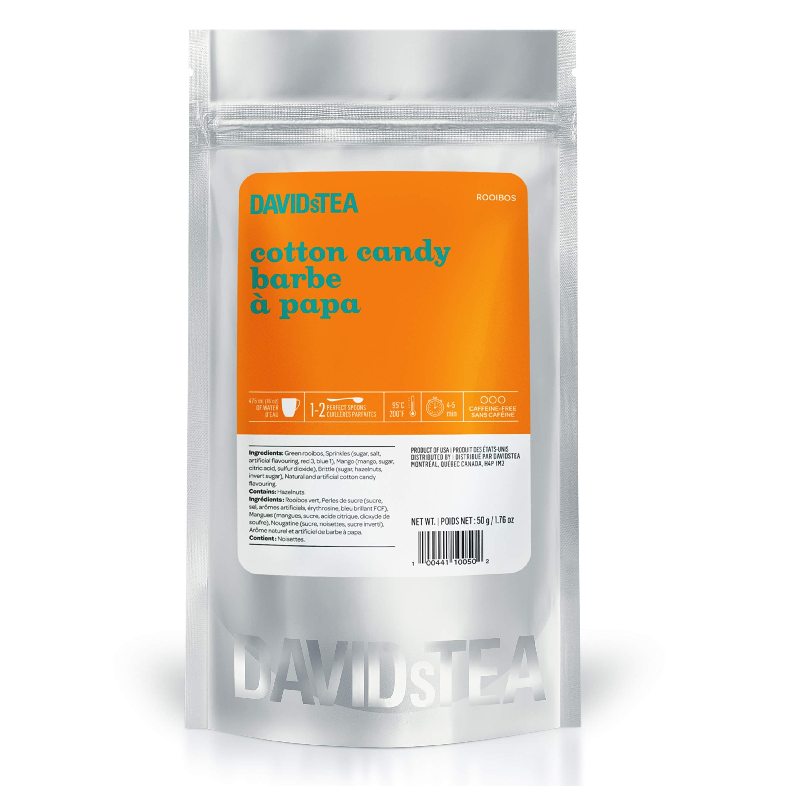 DAVIDsTEA Cotton Candy Loose Leaf Tea, Premium Green Rooibos Tea with Nut Brittle and Cotton Candy Sprinkles, 1.76 oz / 50 g