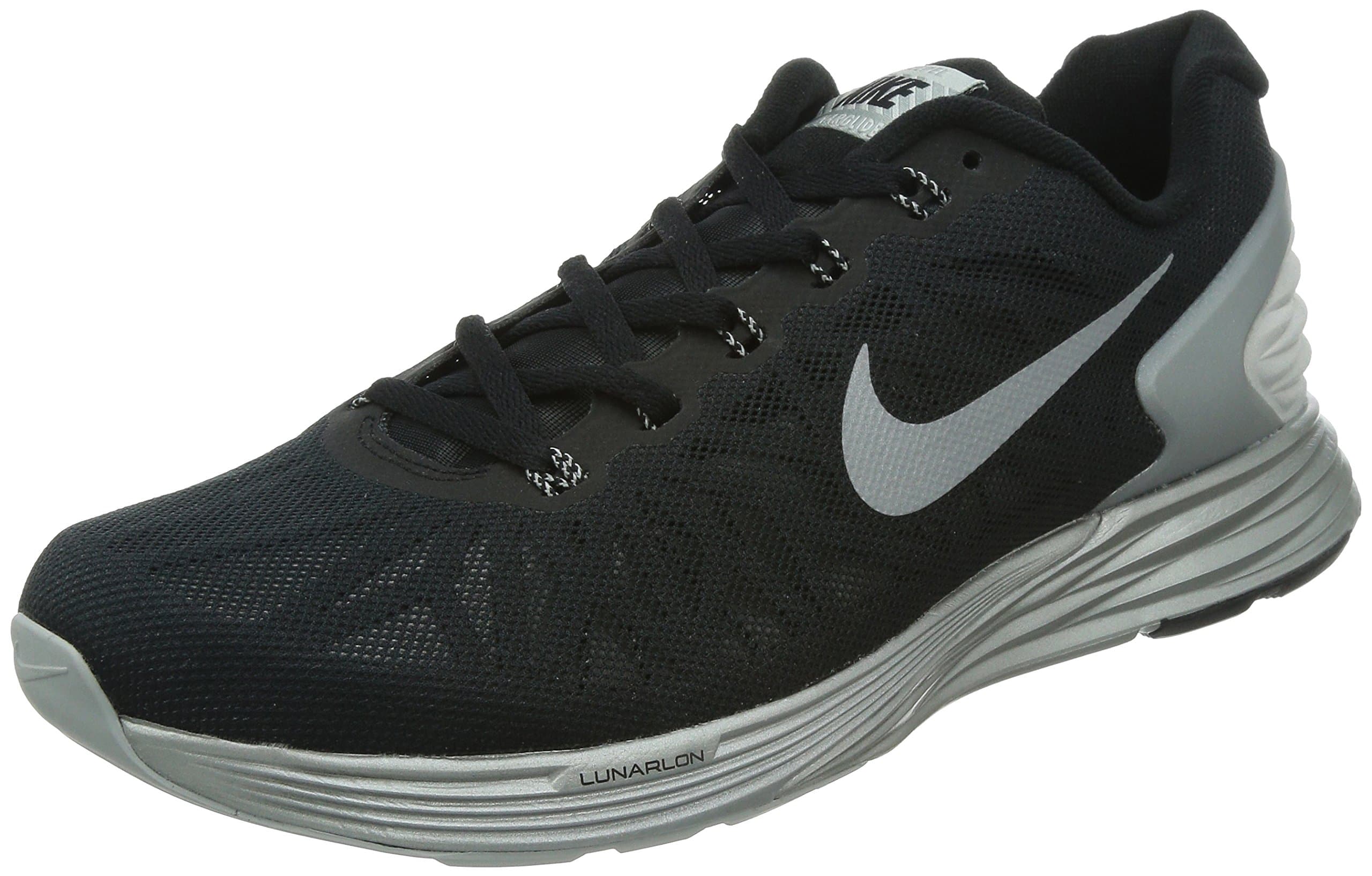Nike Mens Lunarglide 6 Flash, BLACK/REFLECT SILVER, 11 M US