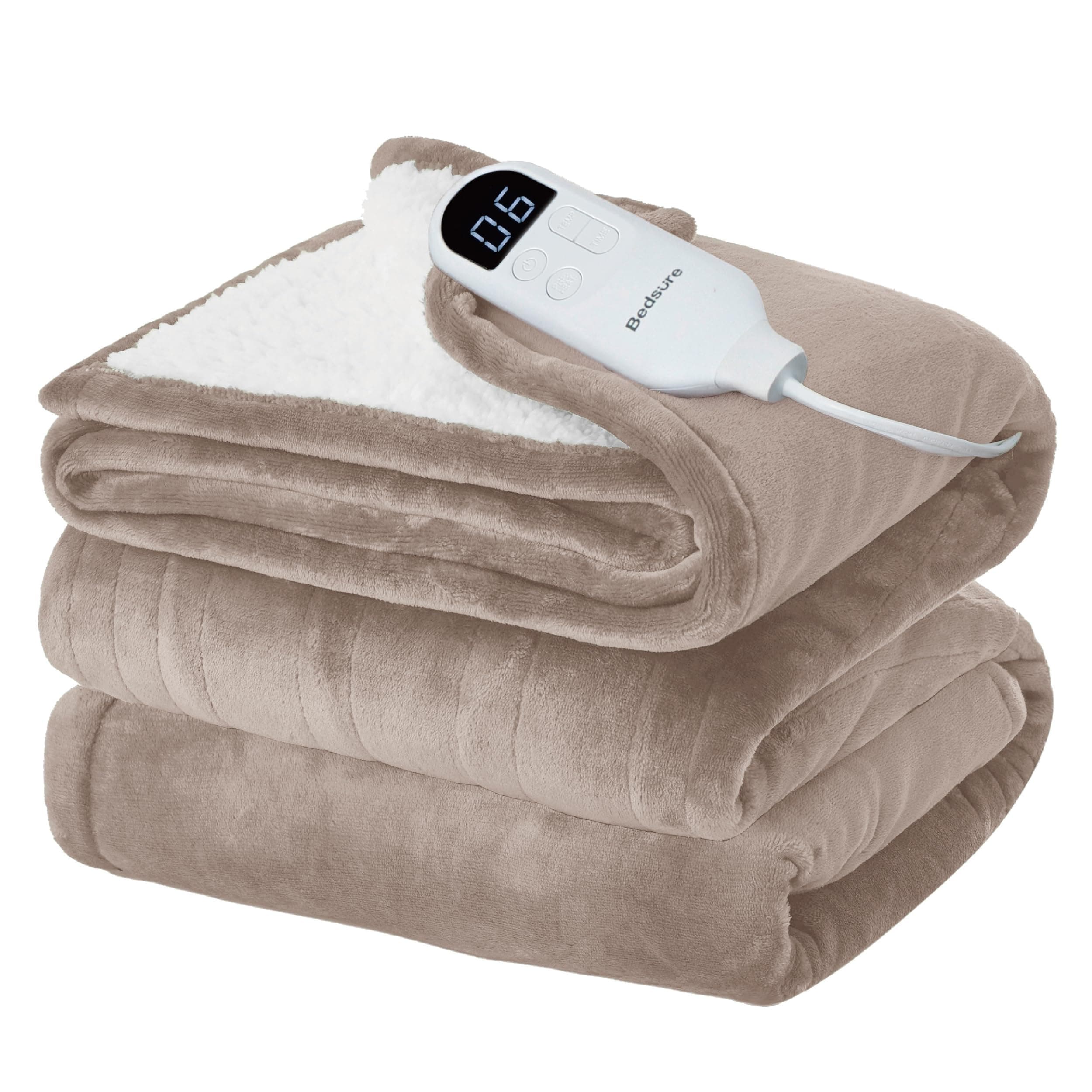 Electric Blanket Full Size - Soft Flannel Heated Blanket Full, Fast Heating with 6 Time Settings (Up to 10H) & 6 Heat Settings, Warm Gift for Grandma (72x84 inches, Taupe)