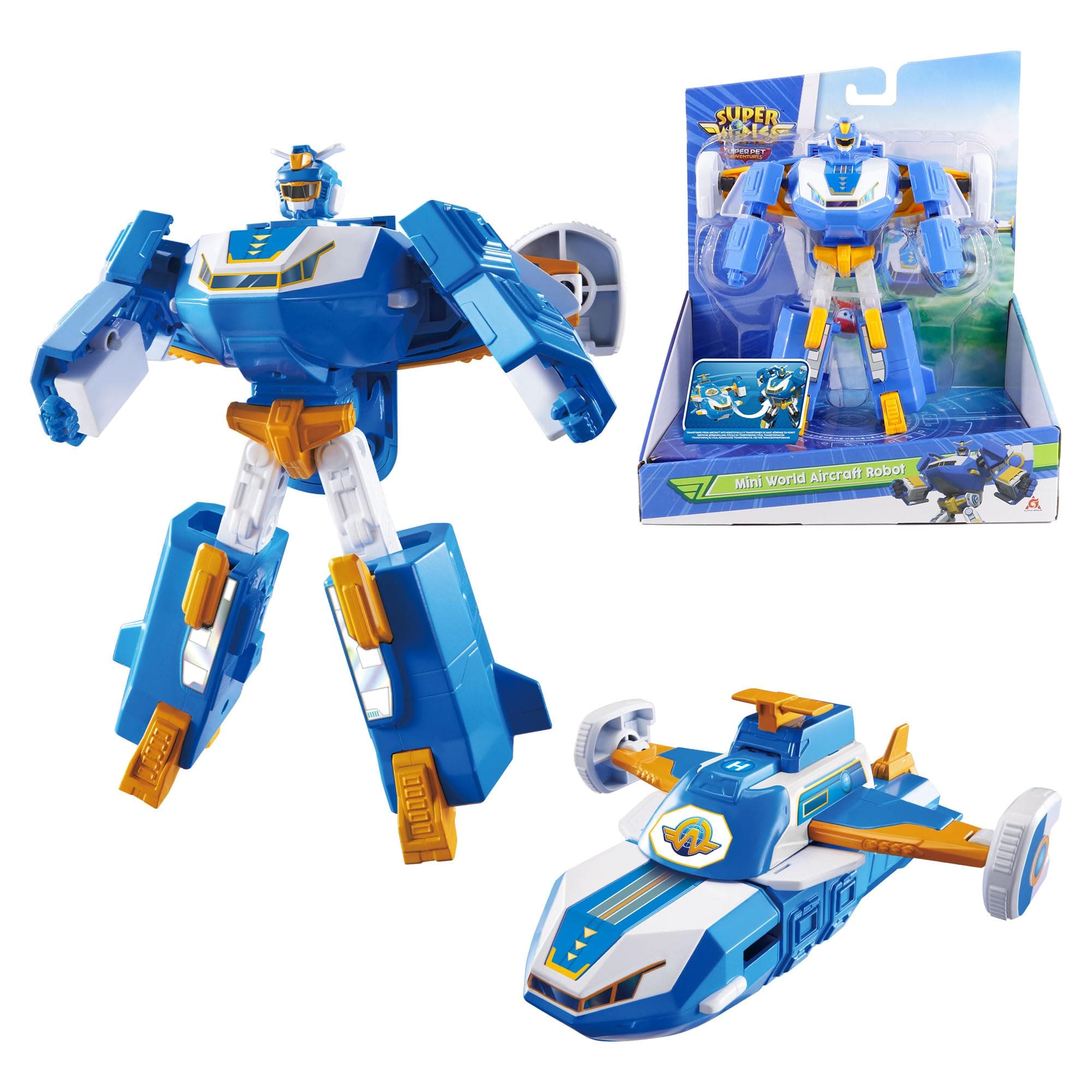 Super Wings World Aircraft Playset | Season 6 New Air Moving Base | Airplane Toy Mini Airplane Transformers | Turn Aircraft into Robot | Preschool Toy Airplane Set for 3, 4, 5 Years Old Boys and Girls