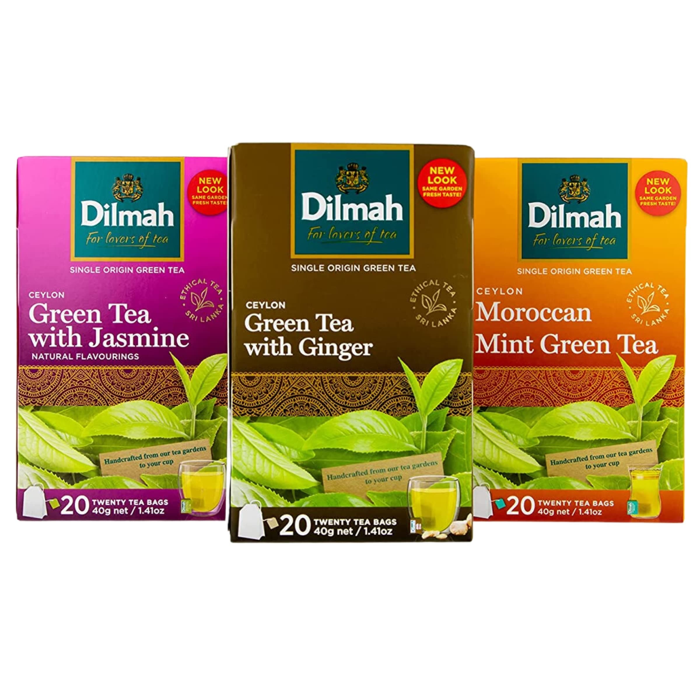 Dilmah Ceylon Green Tea (Flavoured Pack - Ginger, Jasmine, Moroccan Mint)