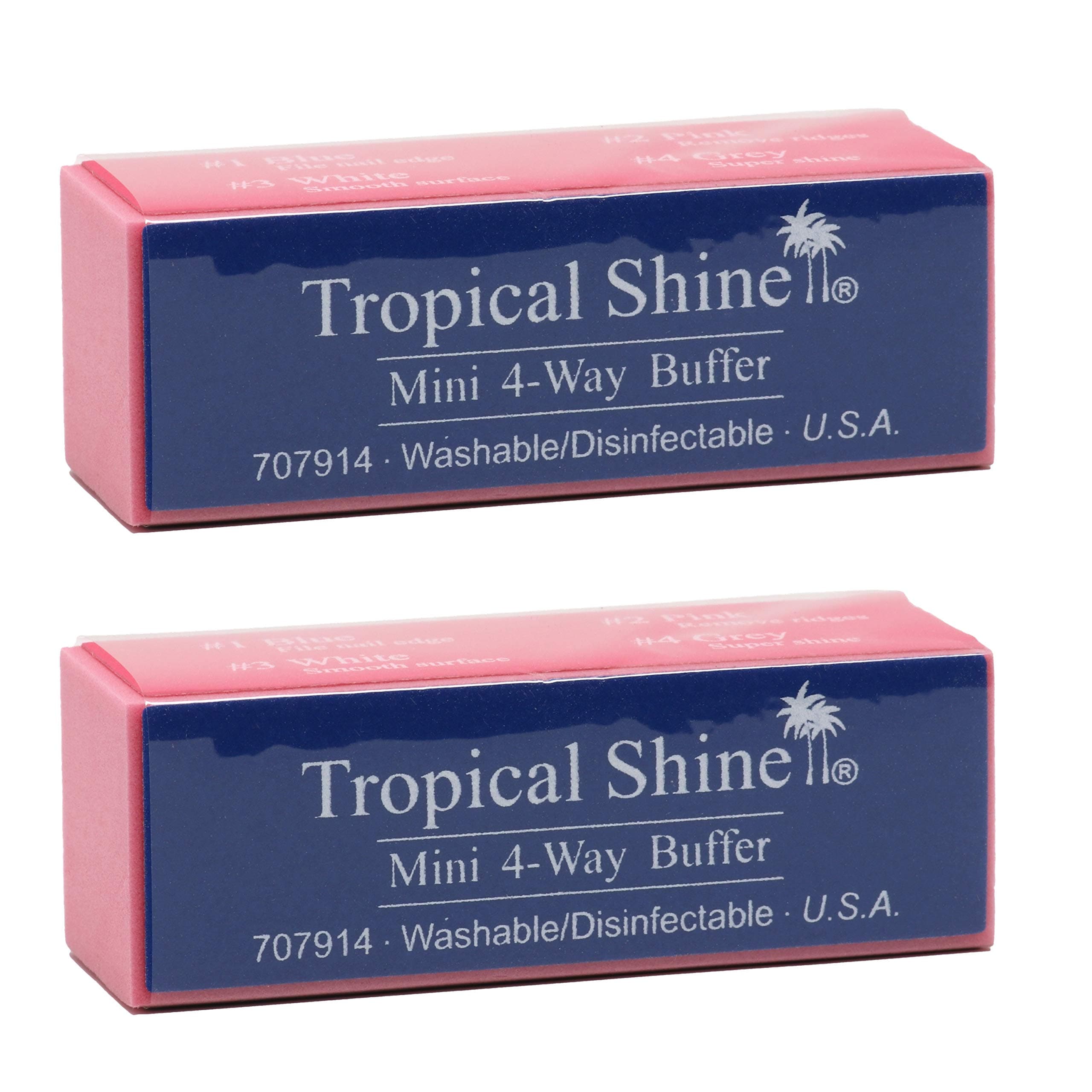 Tropical Shine Mini 4 Way Buffer Block - Professional Nail Buffering Block for Shaping, Smoothing, and Polishing Nails - Portable Nail Care (2 Pack)