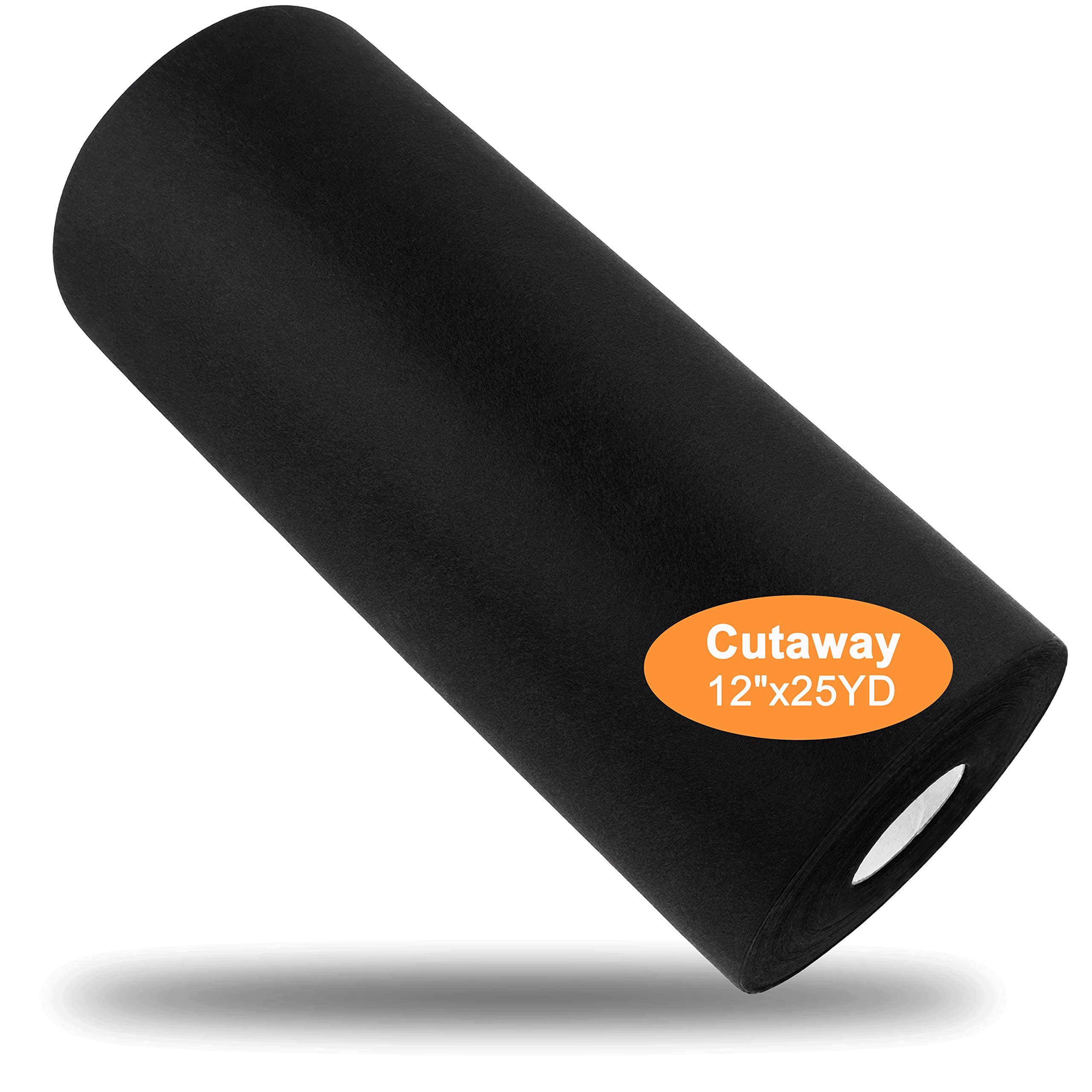 New brothread Black Cut Away Machine Embroidery Stabilizer Backing 12" x 25Yd roll - Medium Weight 2.5 oz - 2 Options - Tear Away/Cut Away