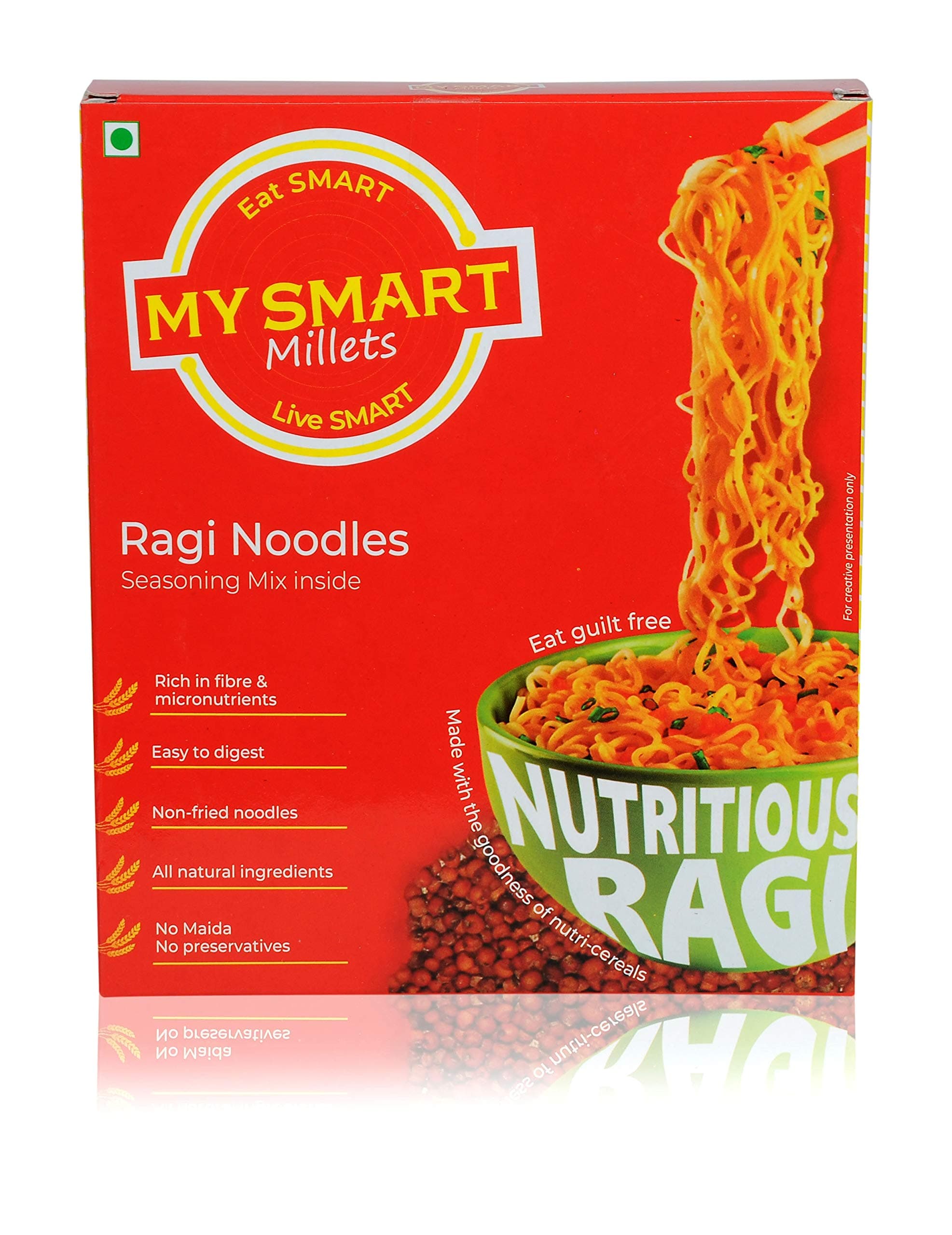 MY SMART MILLETS Ragi Noodles, 75 Grams (Pack of 8)
