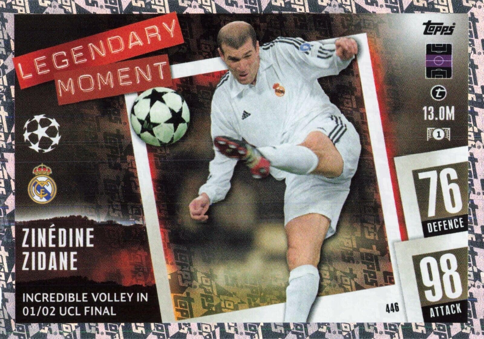 Topps Match Attax 2023 2024 Zinedine Zidane Legandary Moment Trading Card