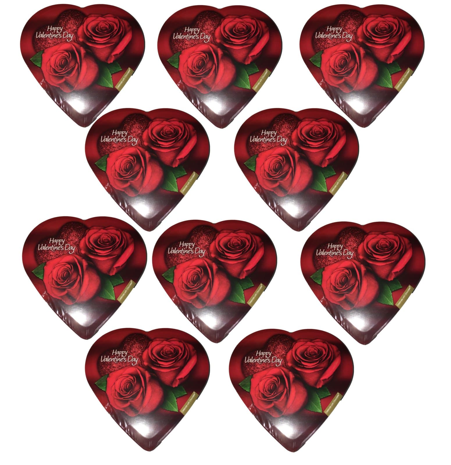 Valentine Rose Heart Shaped Chocolate Gift Box 2 oz (Pack of 10)