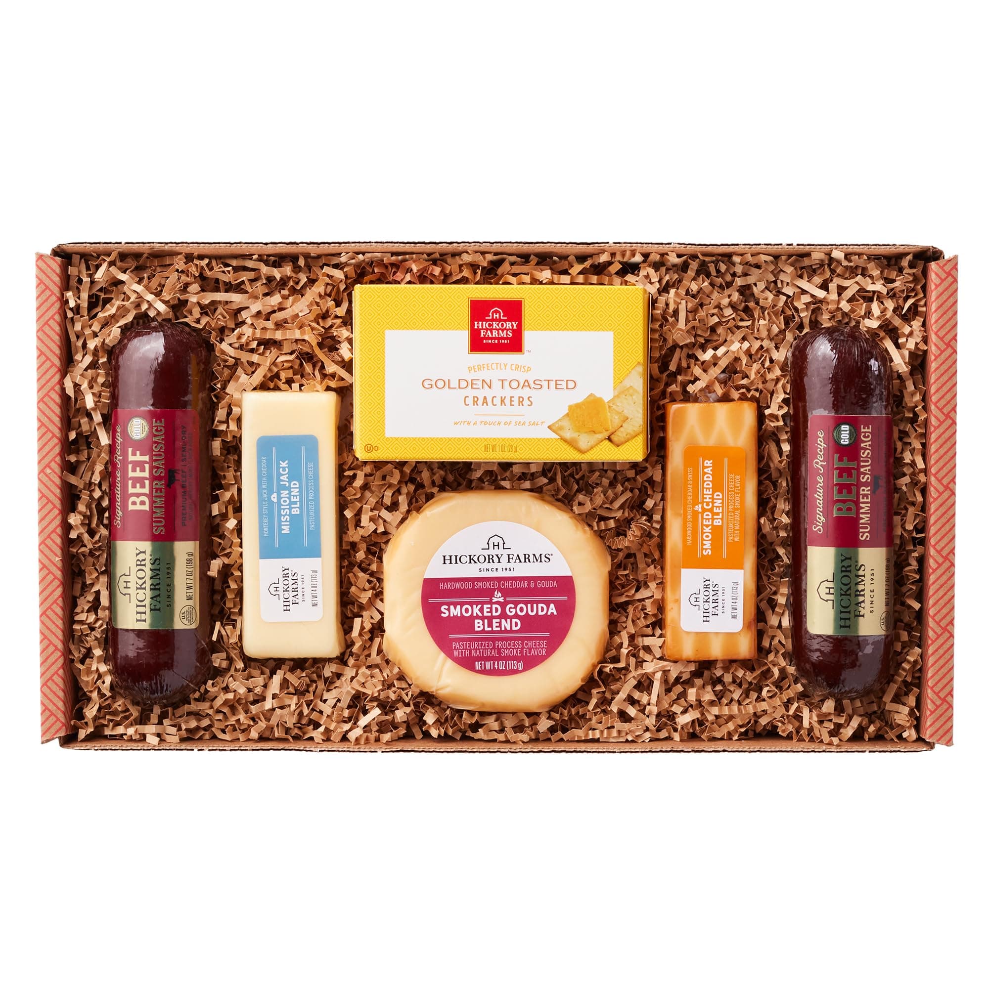 Hickory Farms Beef Summer Sausage & Cheese Medium Gift Box | Gourmet Food Gift Basket, Perfect For Birthday, Congratulations, Sympathy, Food Care Packages, Retirement, Thinking of You, Corporate Gifts
