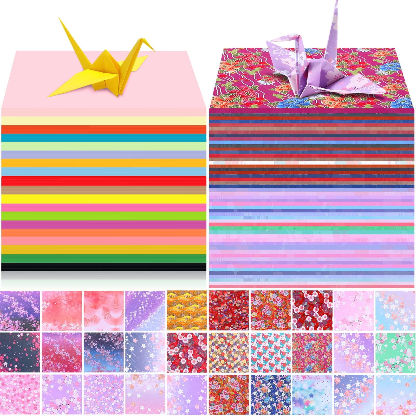 Lincia 840 Sheets Origami Paper Kit 20 Colors 6 x 6 Inch Colorful Folding Japanese Washi Origami Cherry Blossom Paper Double Sided Square Sheets Book for Beginners Adults Kids(840 Sheets)