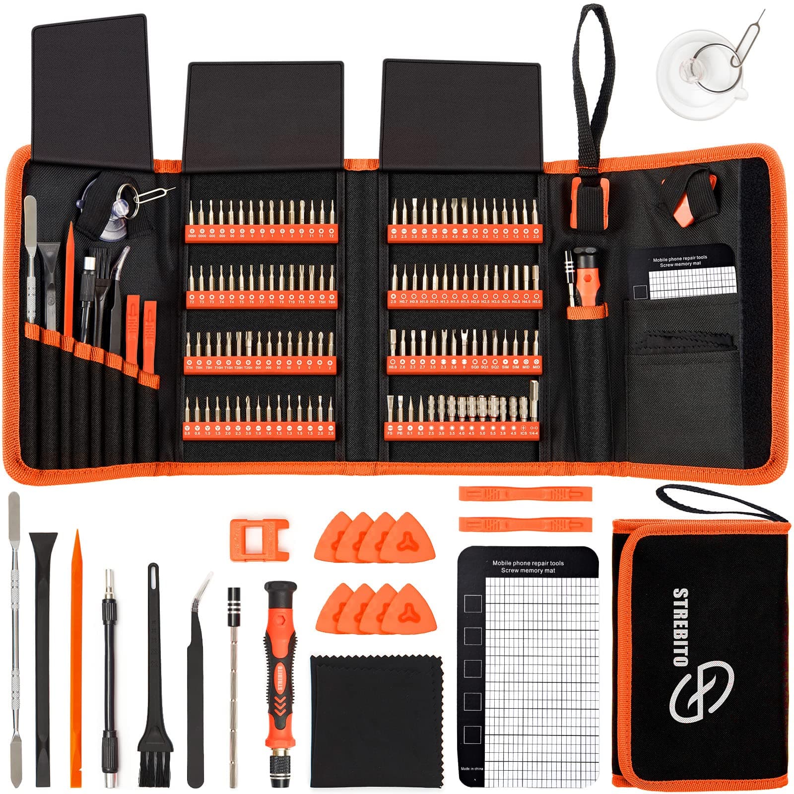 Precision Screwdriver Set 142-Piece Electronic Repair Tool Kit with Torx T5 T6 T8 T15, Triwing Y000, Star P5, Gamebit, Tech Toolkit for Computer, Laptop, iPhone, Nintendo, PS5, Ring, Orange