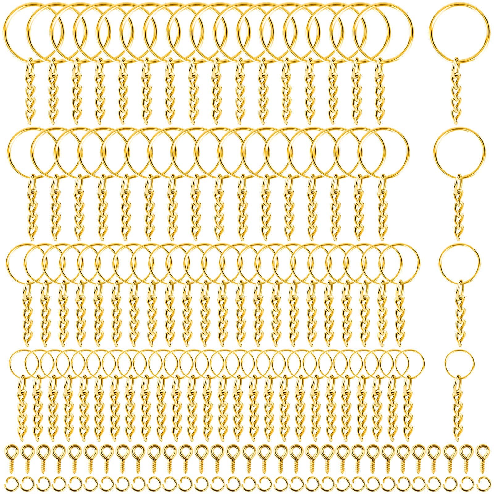 Key Ring with Chain, Shynek 360PCS Gold Keychain Rings with Jump Rings and Screw Eye Pins Bulk for Resin, DIY Crafts and Jewelry Making