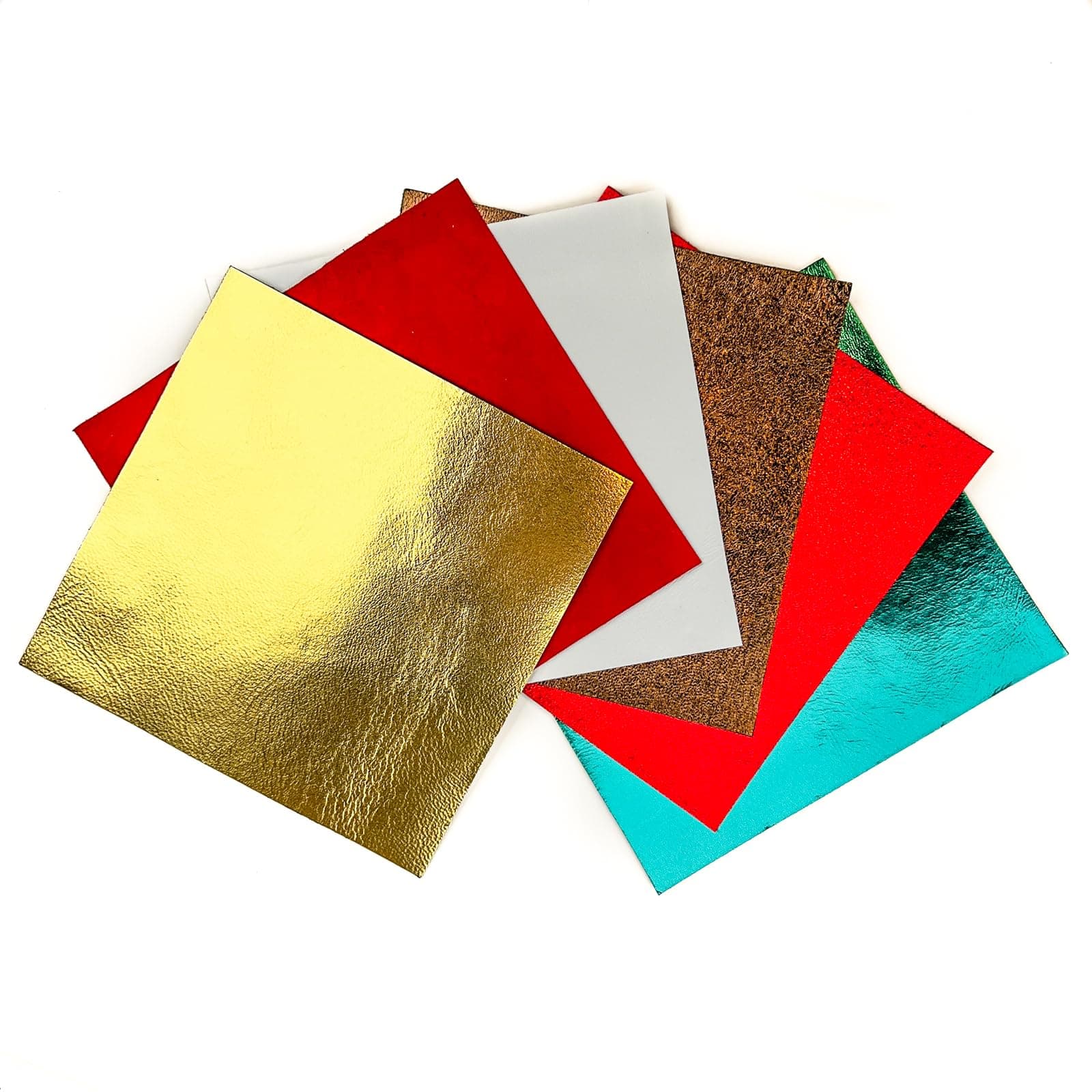 LeatherAA ITALIAN LEATHER COMPANY Multicolored Genuine for Crafts: Christmas Mix 6 Sheepskin Sheets of 5x5 Inches Large Skin