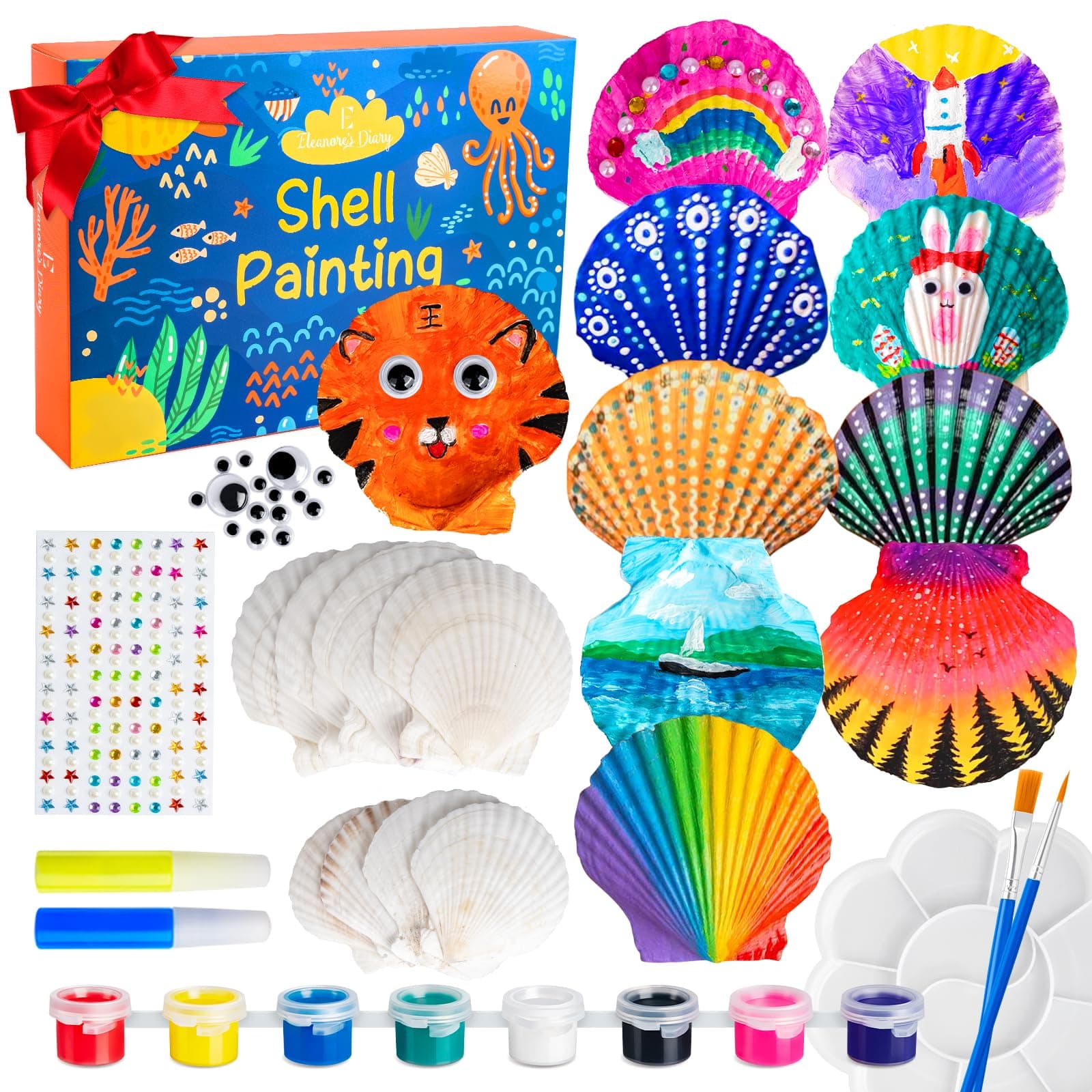 Kids Sea Shell Painting Kit, Arts & Crafts Painting Gifts for Boys Girls, DIY Creative Craft Activities Toys for Age 5 6 7 8 9 10 11 12 Year Old, Birthday Easter Rainy Day Gifts