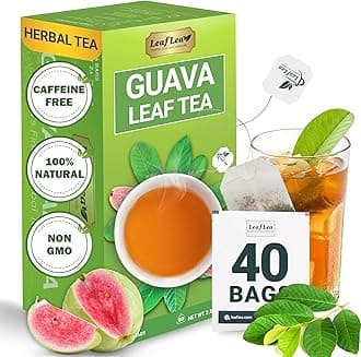 Guava Leaf Tea, 40 Individually Wrapped Tea Bags, Made from 100% Natural Guava Leaves (Hojas De Guayaba), Supports Digestion & Wellness, Caffeine-Free, Sugar-Free, Vegan, Non-GMO