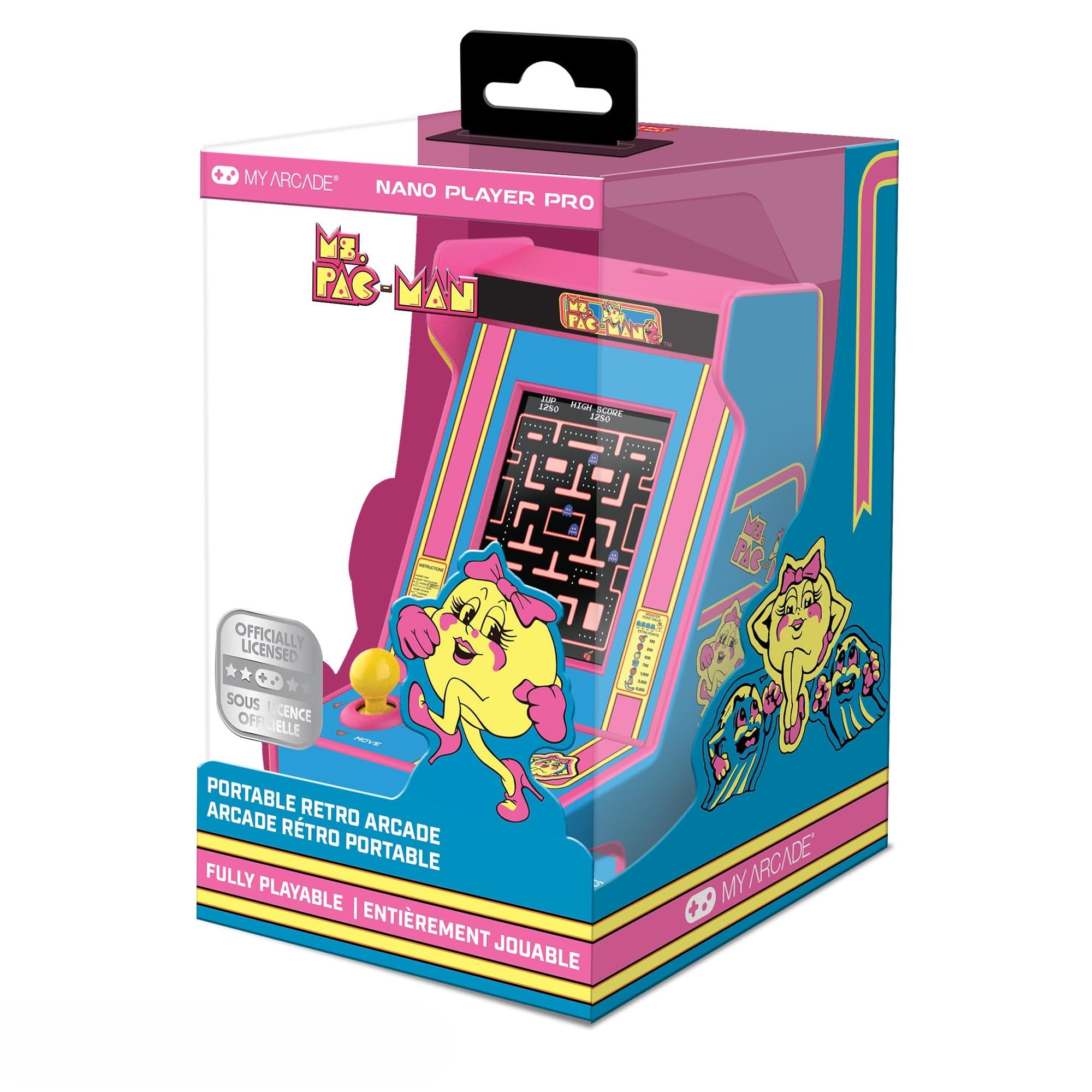 My Arcade Ms. Pac-Man Nano Player - 4.5" Fully Playable Portable Mini Arcade Machine, 2.4" Screen Color Display