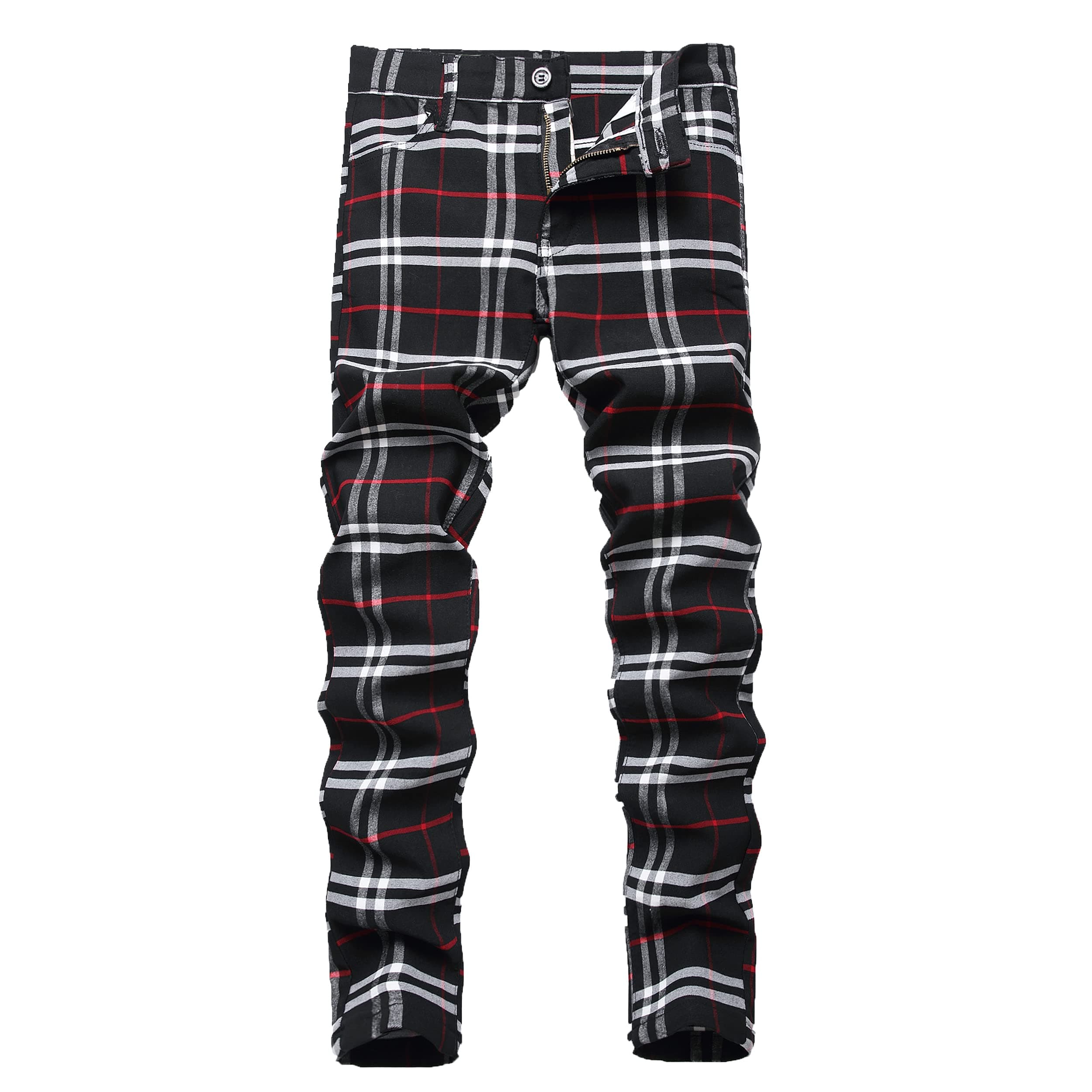Plaid Pants for Men - Skinny Mens Dress Pants - Stretch Slim Fit Business Casual Dress Chinos for Men