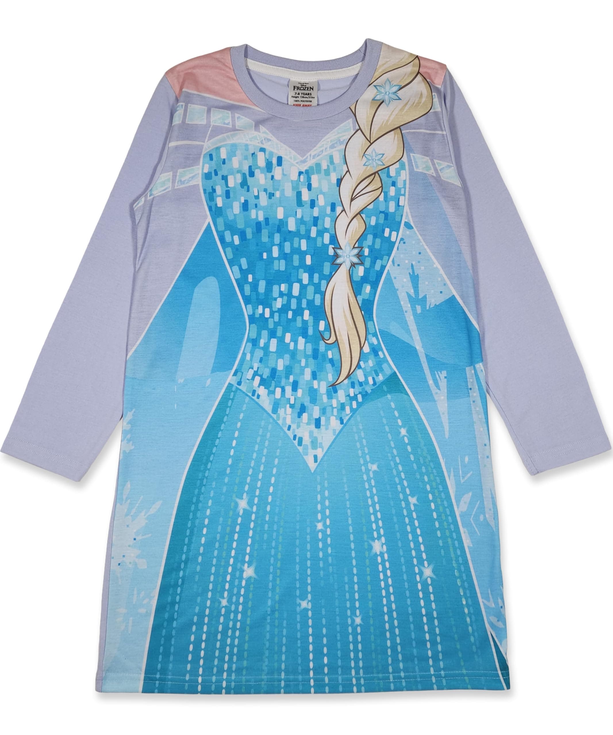 Elsa or Anna Frozen Long or Short Sleeved Dress Up Nightie/Nightdress 2-8yrs