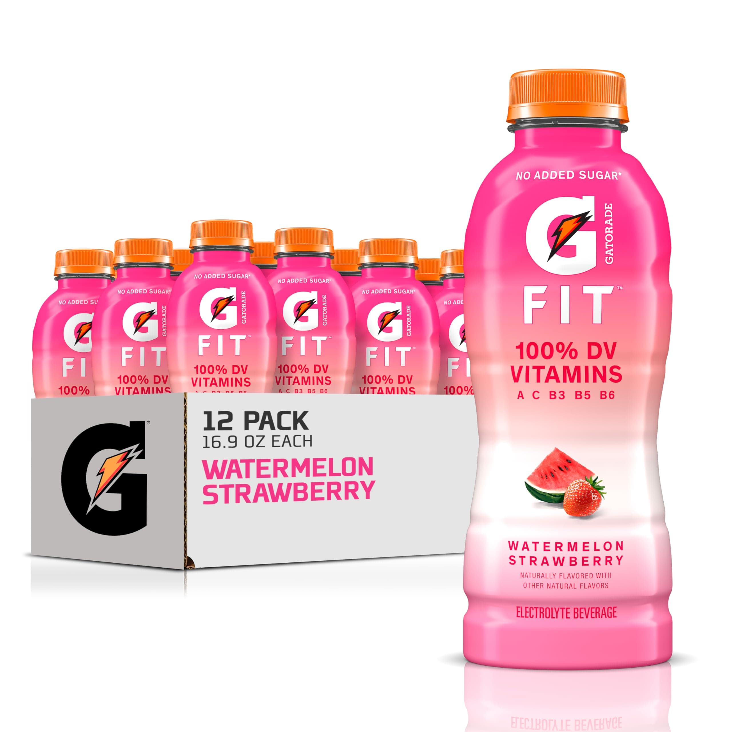 Gatorade G Fit Electrolyte Beverage, Healthy Real Hydration, Watermelon Strawberry, 16. Bottles (12 Pack)