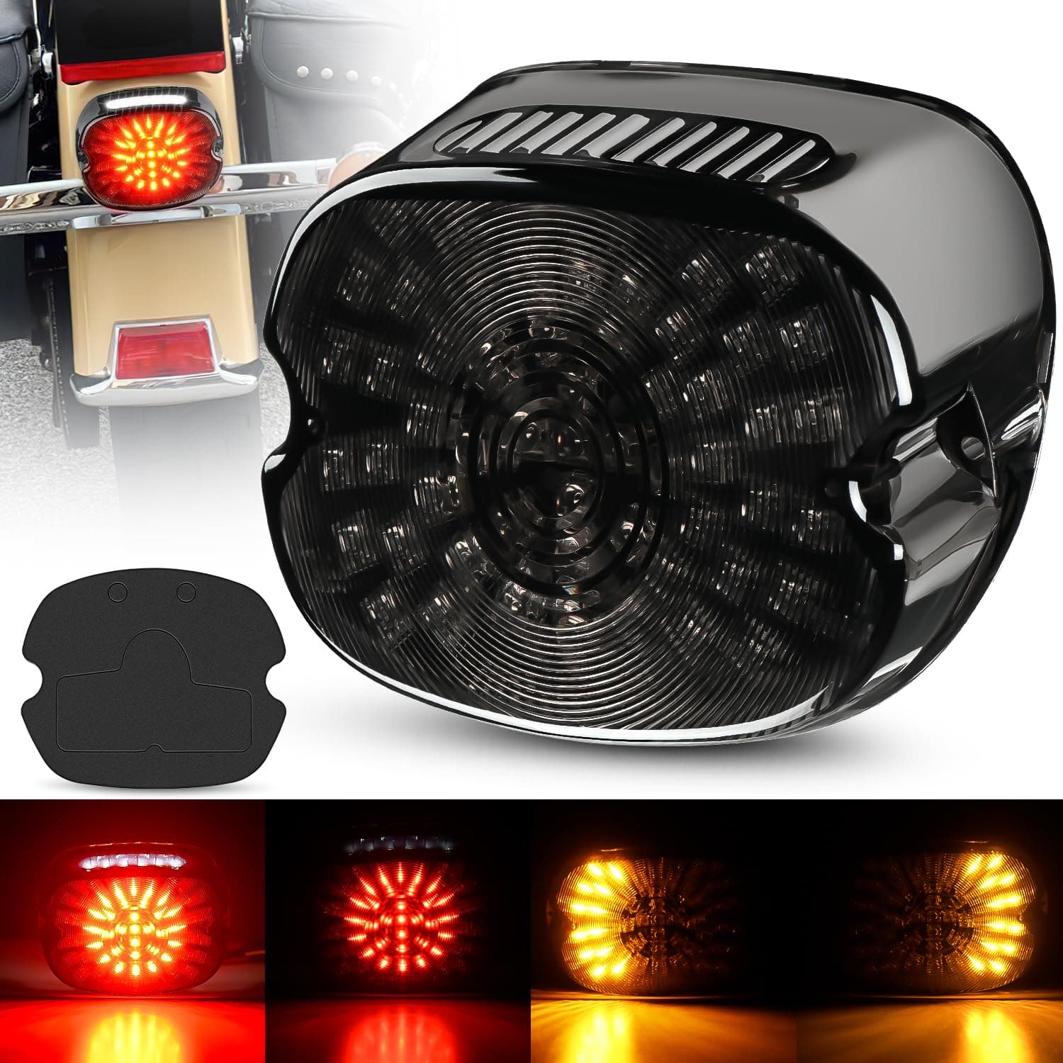 LED Tail Light Motorcycle Brake Turn Signal Driving License Plate Rear Lights Smoked Plug and Play for Harley Davidson Dyna Sportster 883 1200 Road King Glide Electra Heritage